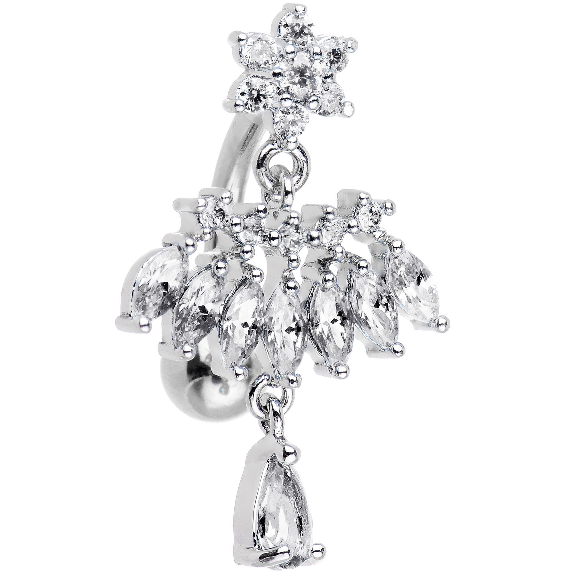 Clear CZ Pendant Top Mount Dangle Belly Ring