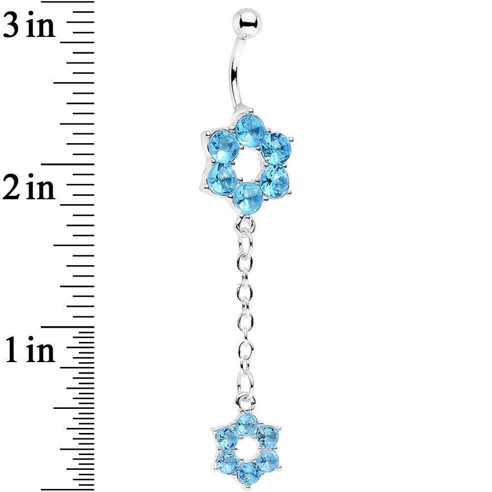 Aqua Gem Sway with the Wind Flower Dangle Belly Ring