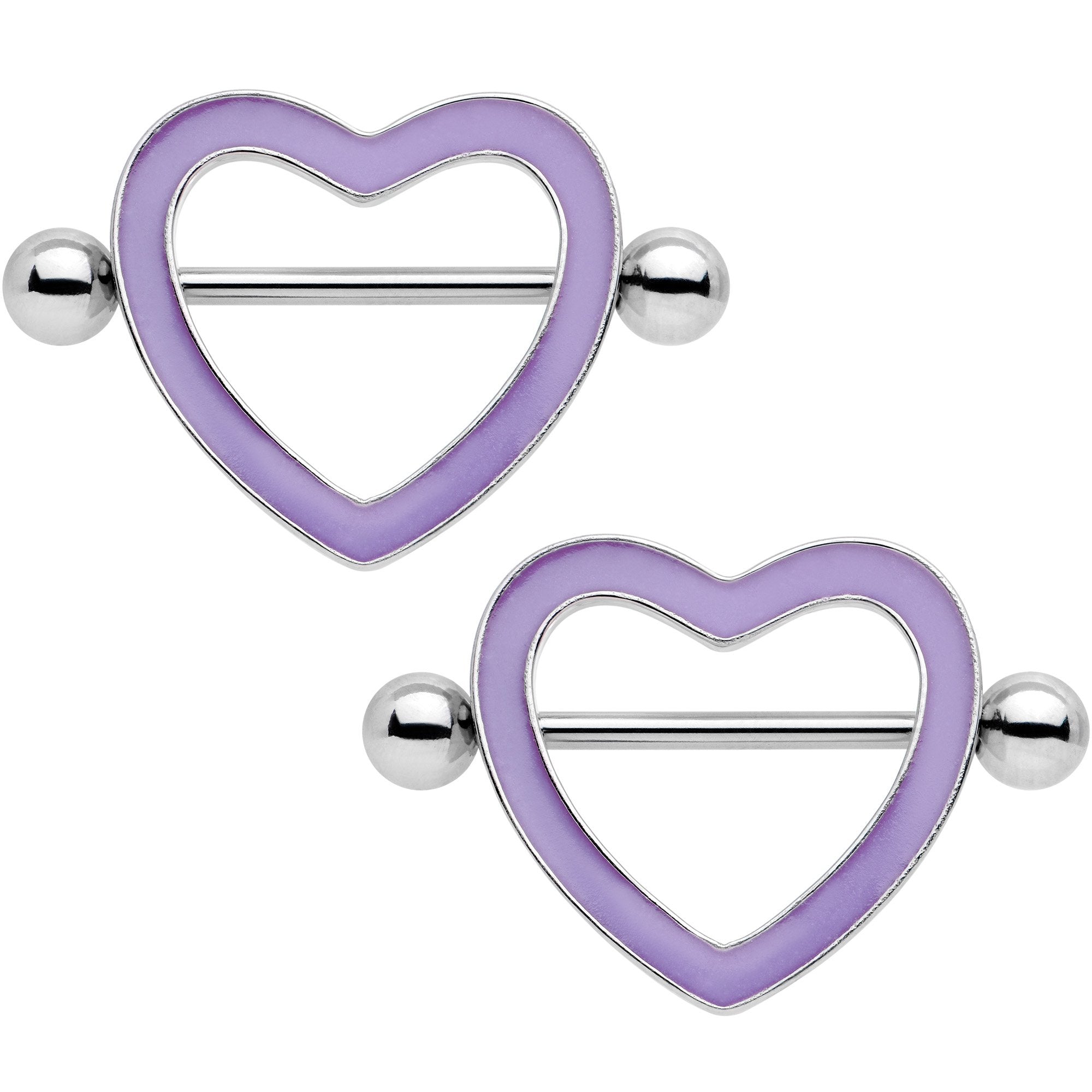 3/4 Purple Glow in the Dark Valentine Heart Nipple Shield Set