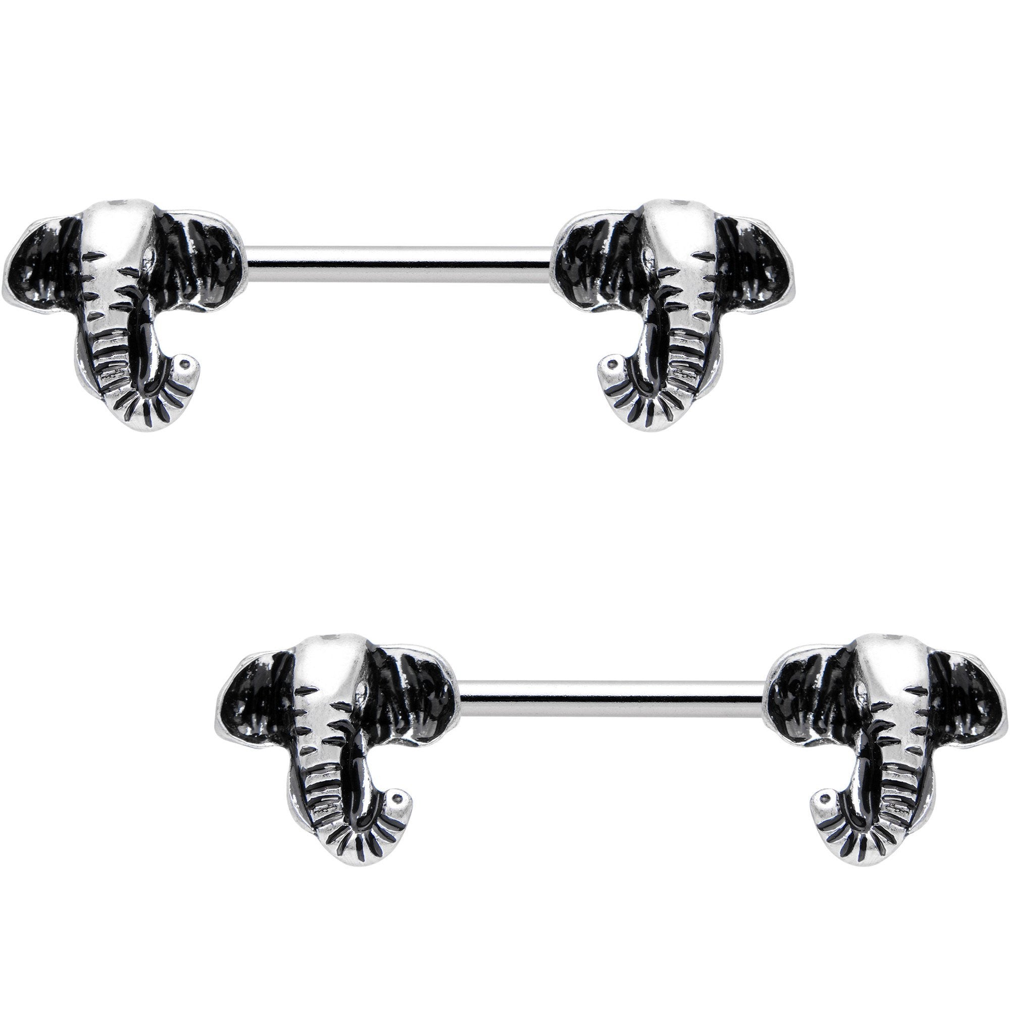 14 Gauge 5/8 Elephant Trunk Barbell Nipple Ring Set