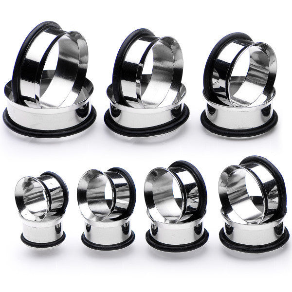 1/2 inch to 1 inch Seven Piece Steel Ear Stretching Tunnel Kit Set of 2