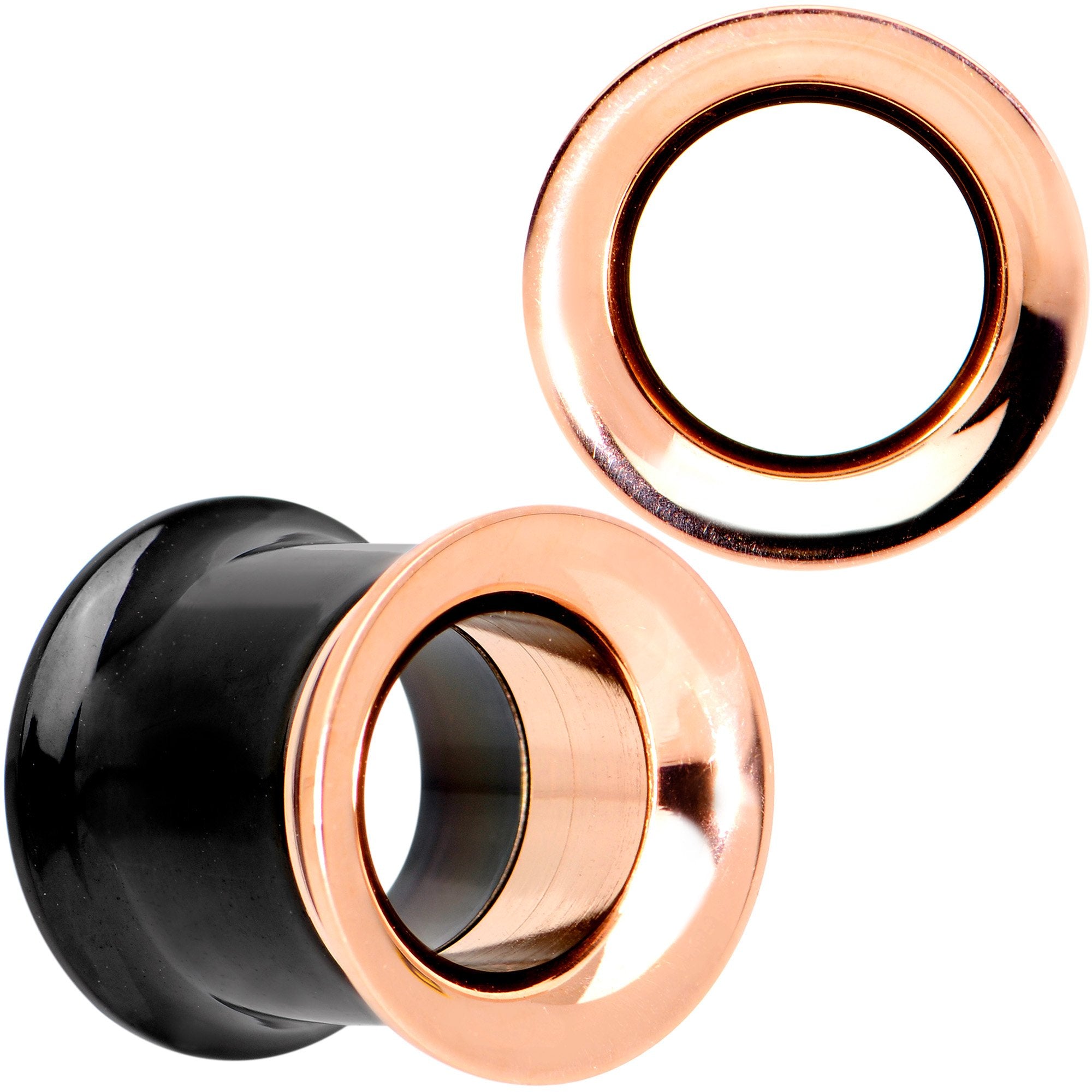 Black Rose Gold PVD Two Tone Screw Fit Tunnel Plug Set 3mm to 16mm