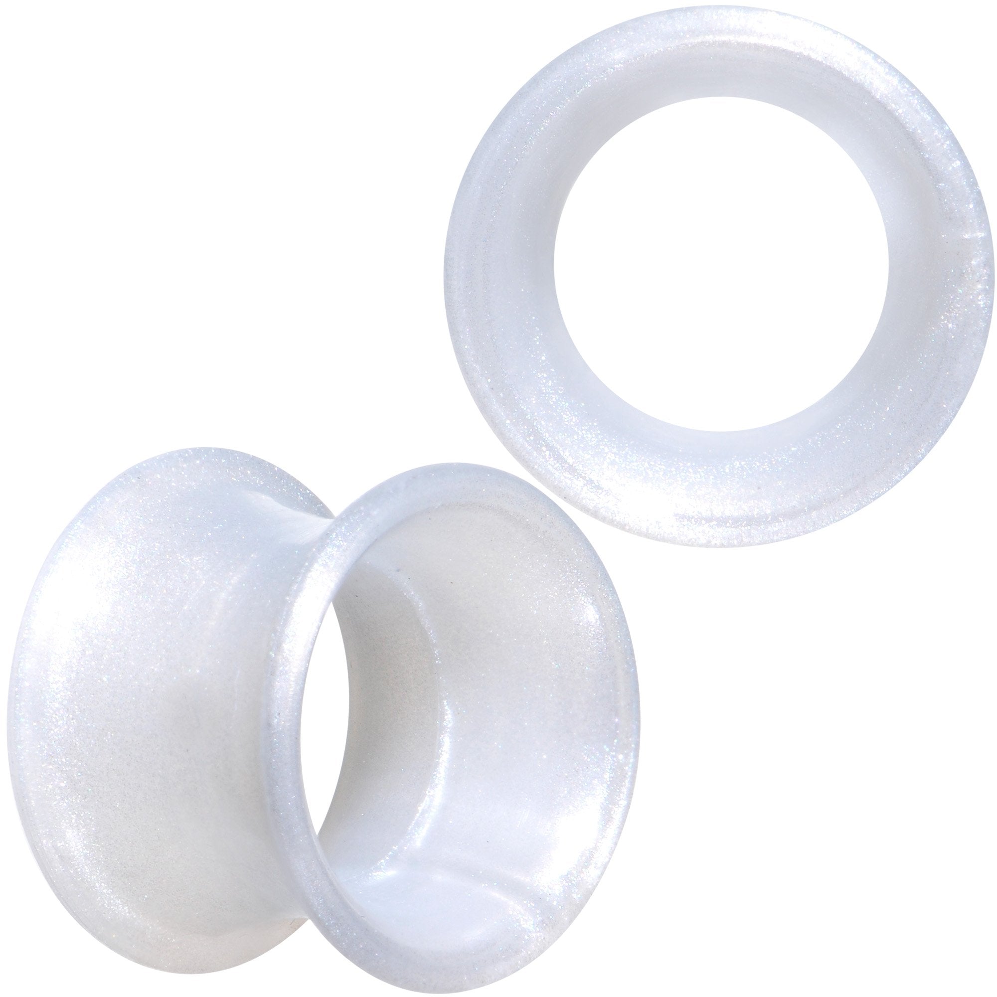 Thin Flexible White Silicone Tunnel Plug Set 6mm to 25mm