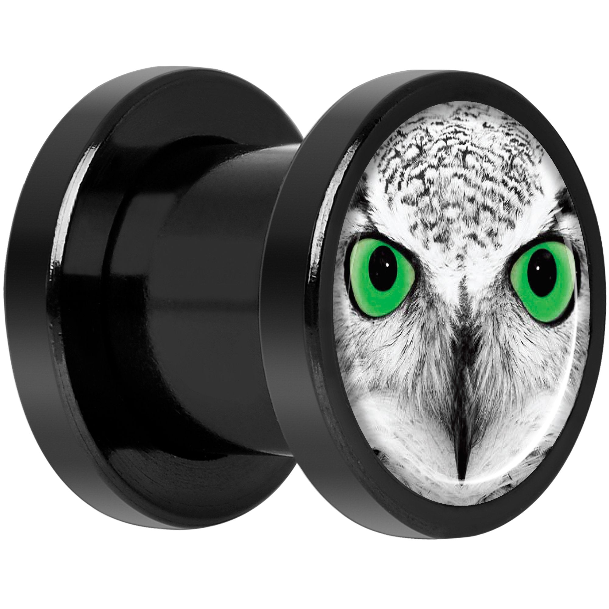 Black White Owl Black Anodized Screw Fit Plug Set 0 Gauge