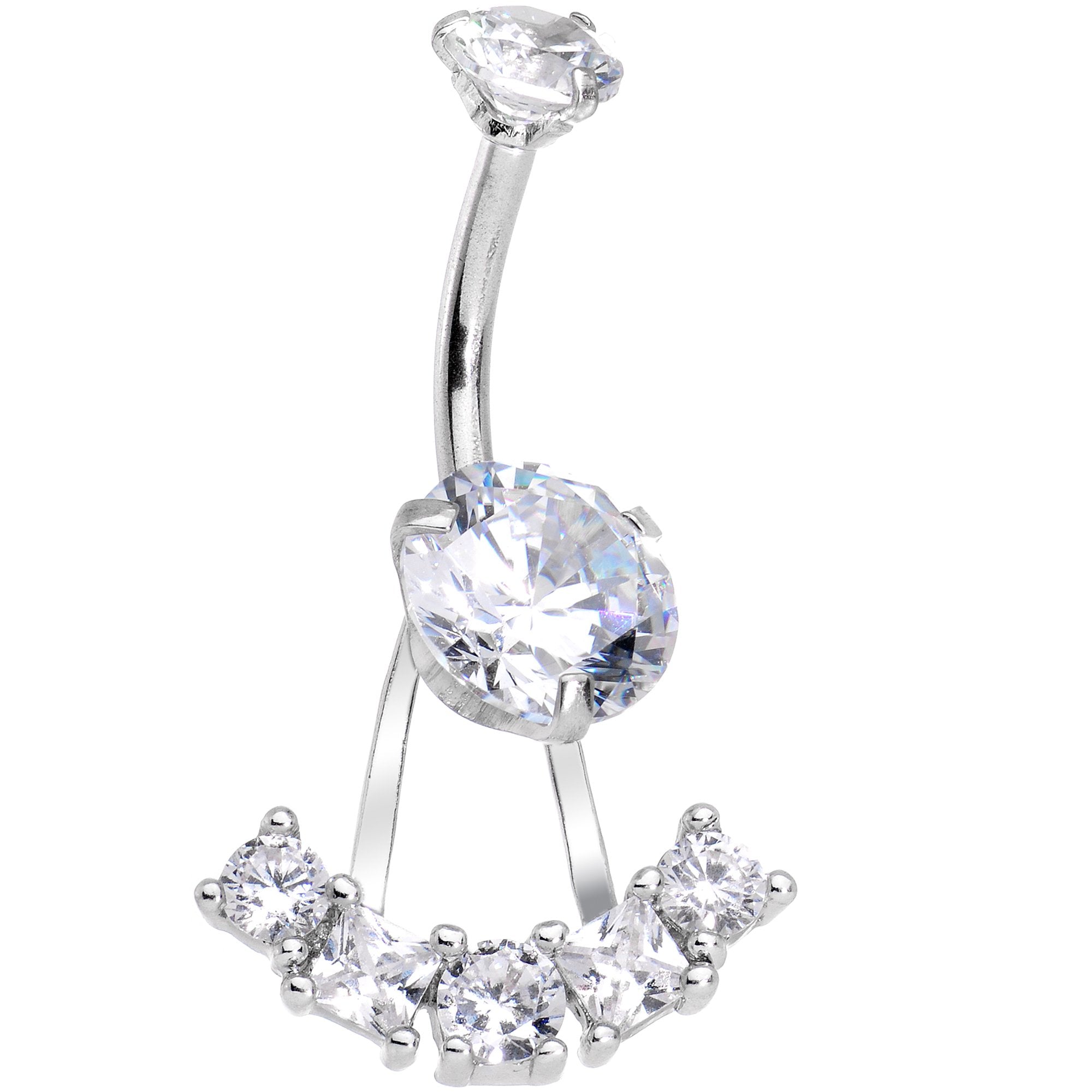 Clear CZ Gem Sassy Sparkle Butterfly Dangle Belly Ring