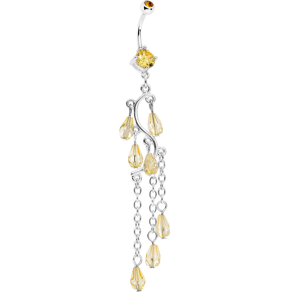 Yellow Gem Prepare To Stare Sleek Curves Dangle Belly Ring