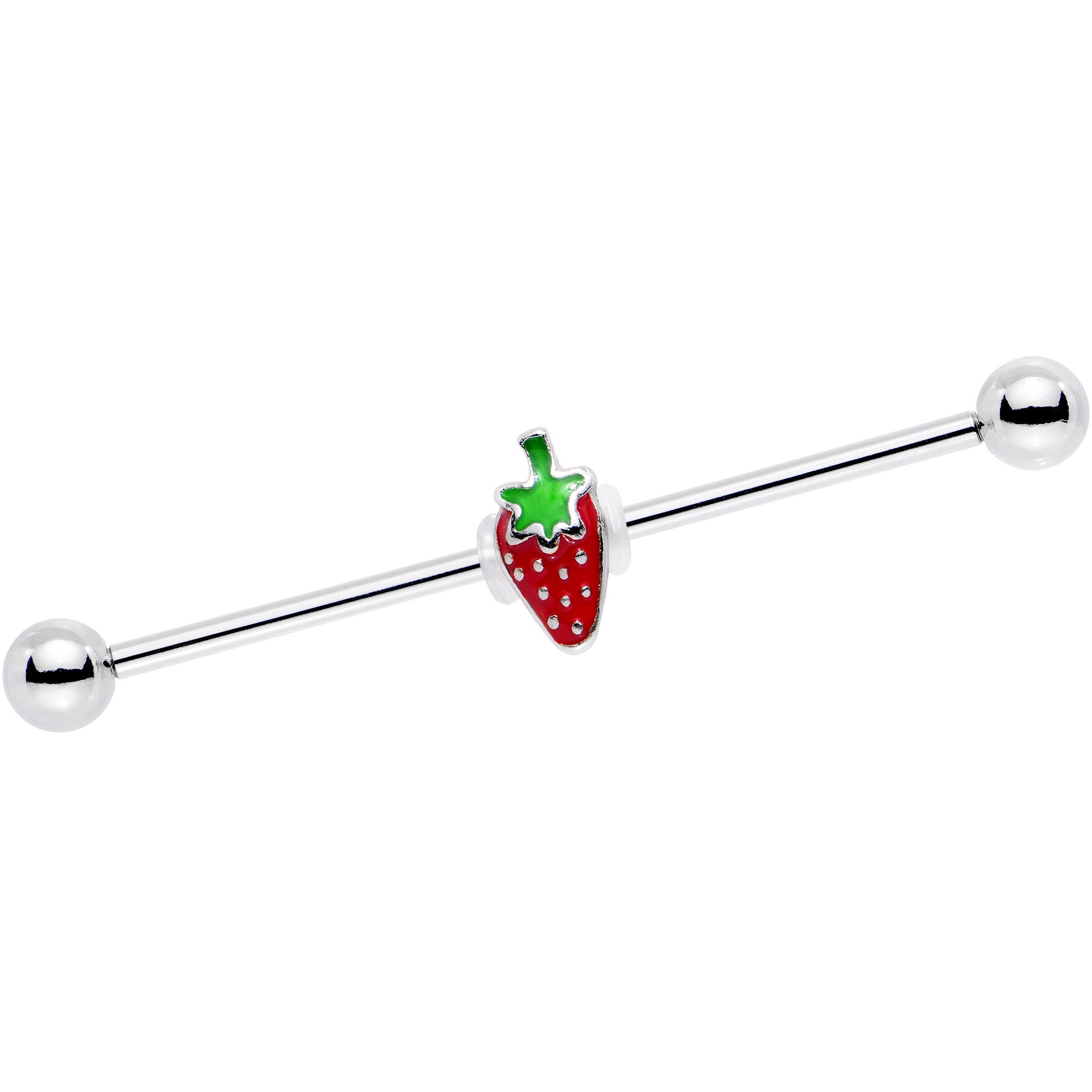 14 Gauge Steel Red Snack On a Strawberry Industrial Barbell 38mm