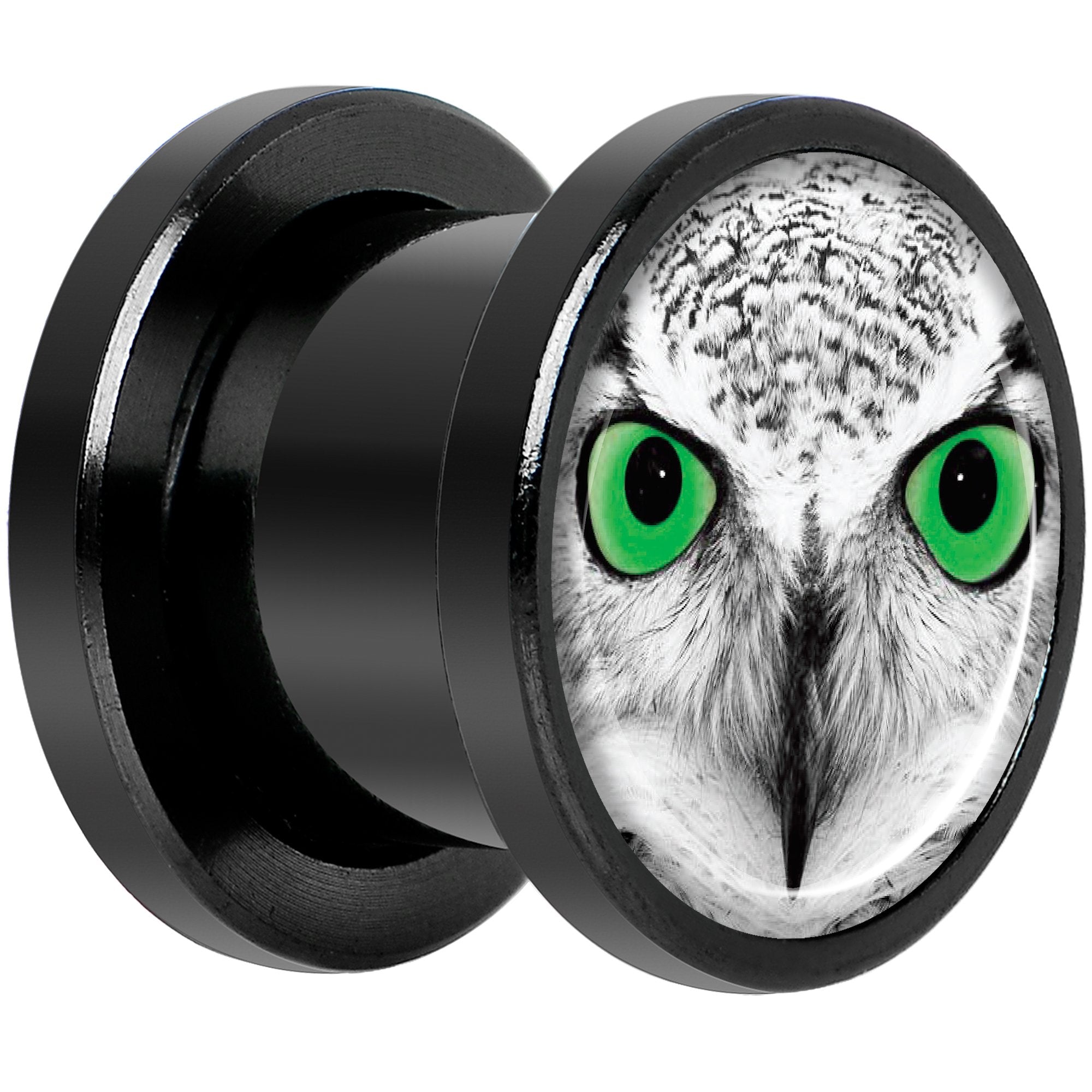 Black White Owl Black Anodized Screw Fit Plug Set 00 Gauge