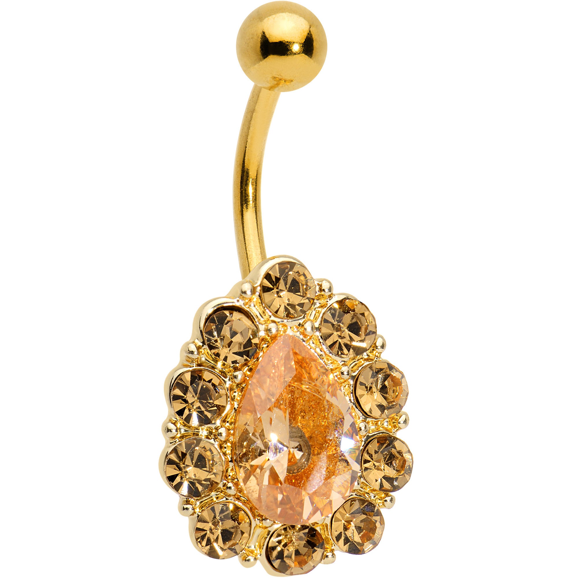 Orange Bronze Gem Gold Anodized Debutante Drop Belly Ring