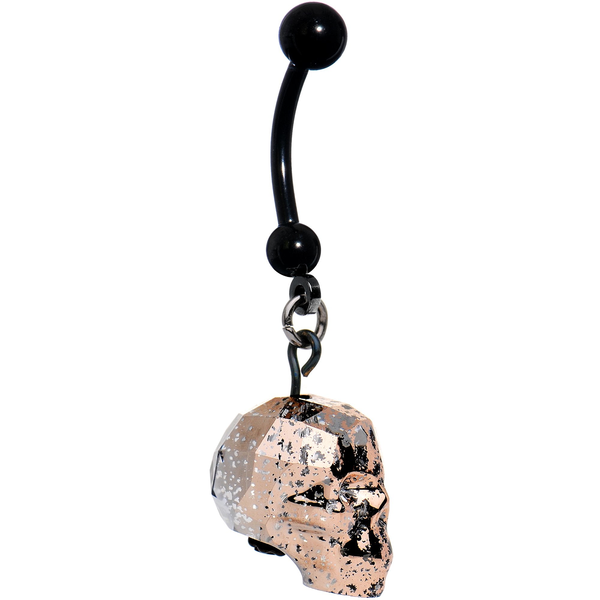 Glam Skull Halloween Dangle Belly Ring Created with Crystals