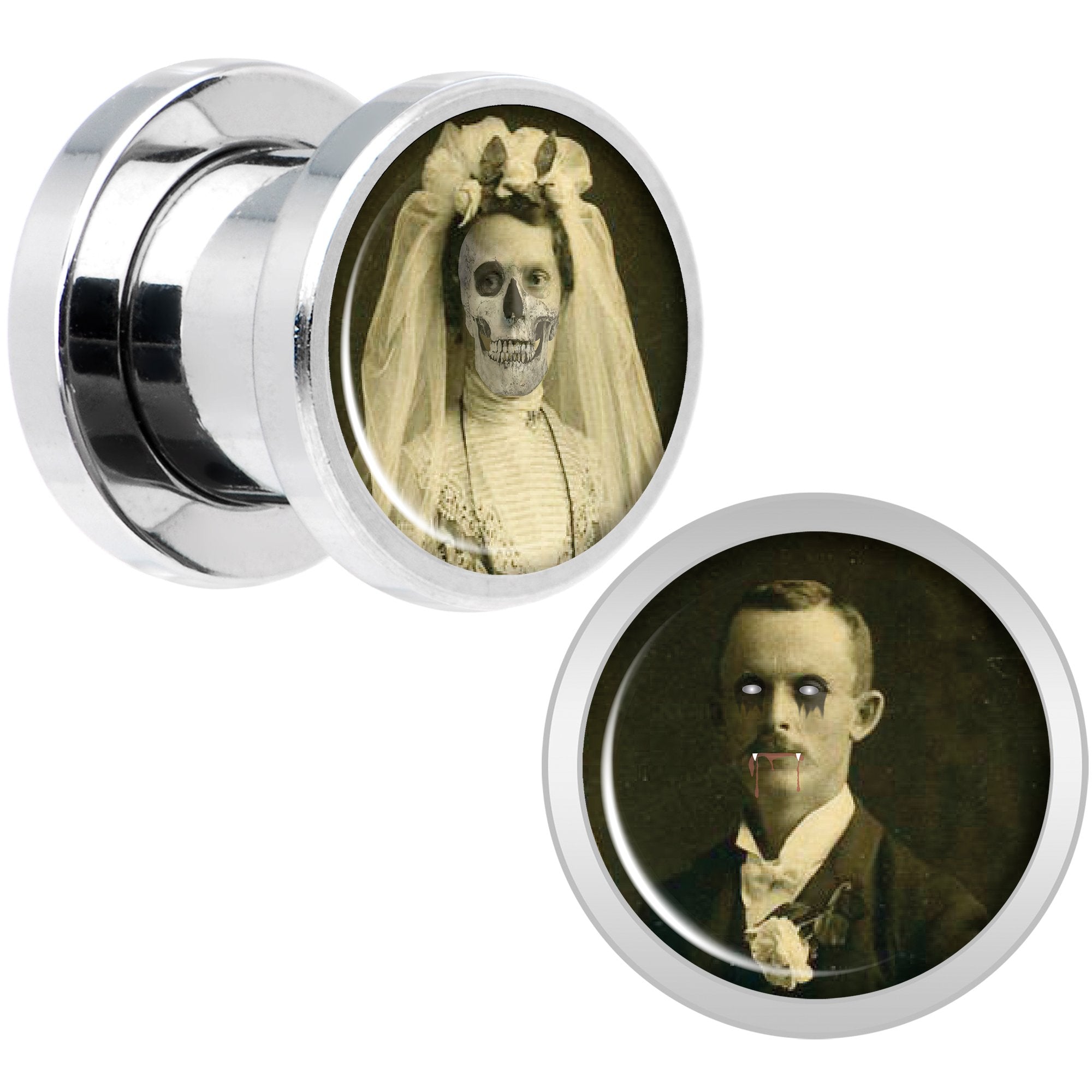 Undead Bride and Groom Halloween Plug Set 0 Gauge