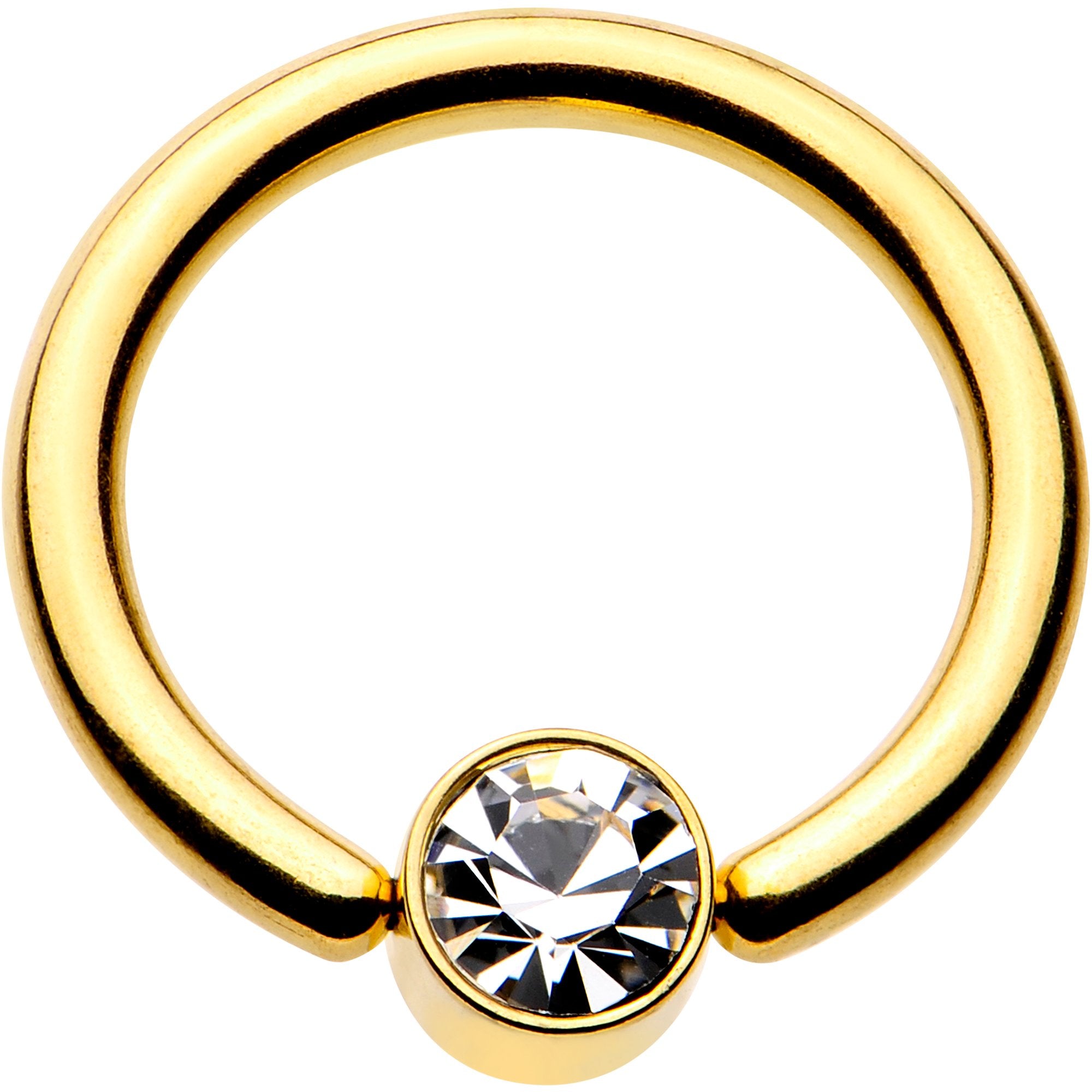 12 Gauge 1/2 Clear Gem 5mm Disc Gold IP BCR Captive Ring