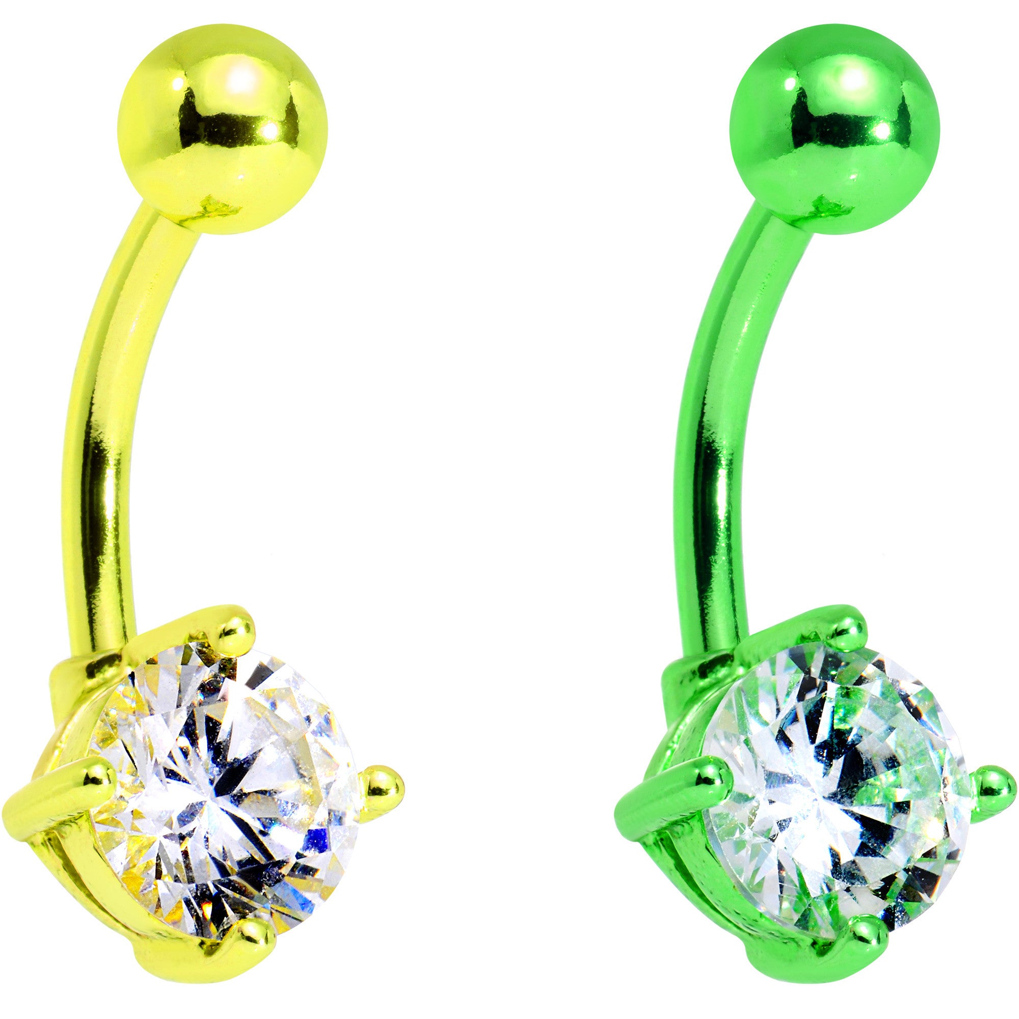 Clear Cubic Zirconia Gem Multicolor Belly Ring Set of 5