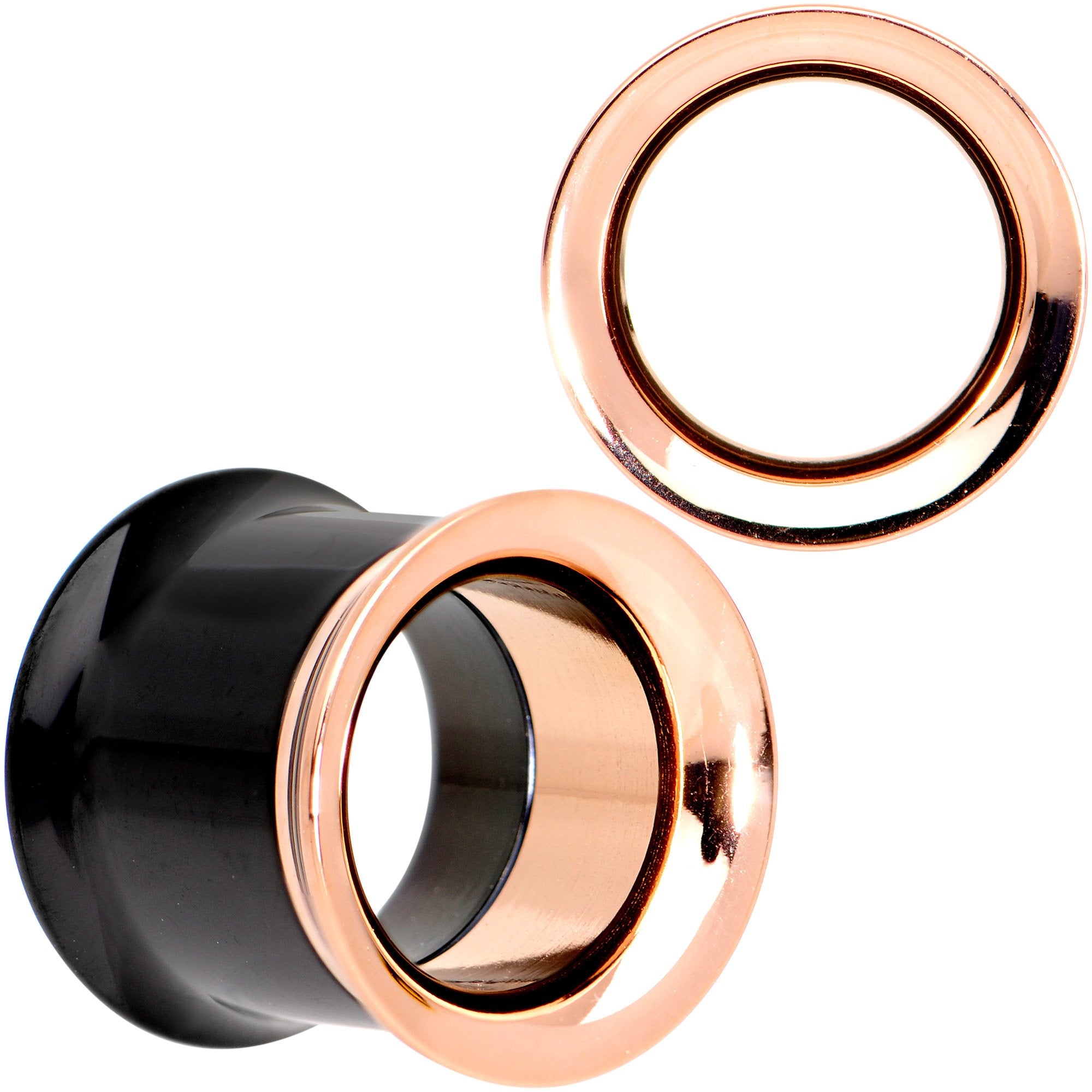 Black Rose Gold PVD Two Tone Screw Fit Tunnel Plug Set 3mm to 16mm