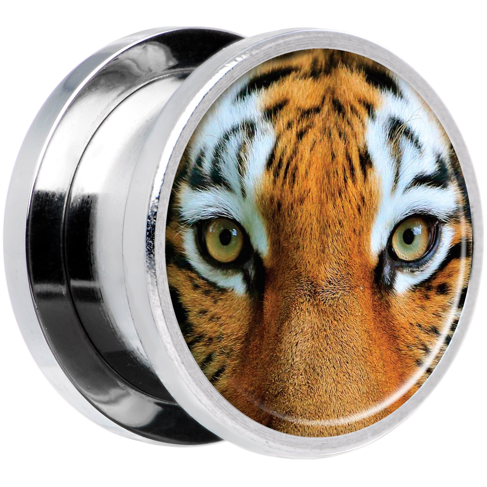 Full Color Tiger Eyes Steel Screw Fit Plug Set 9/16