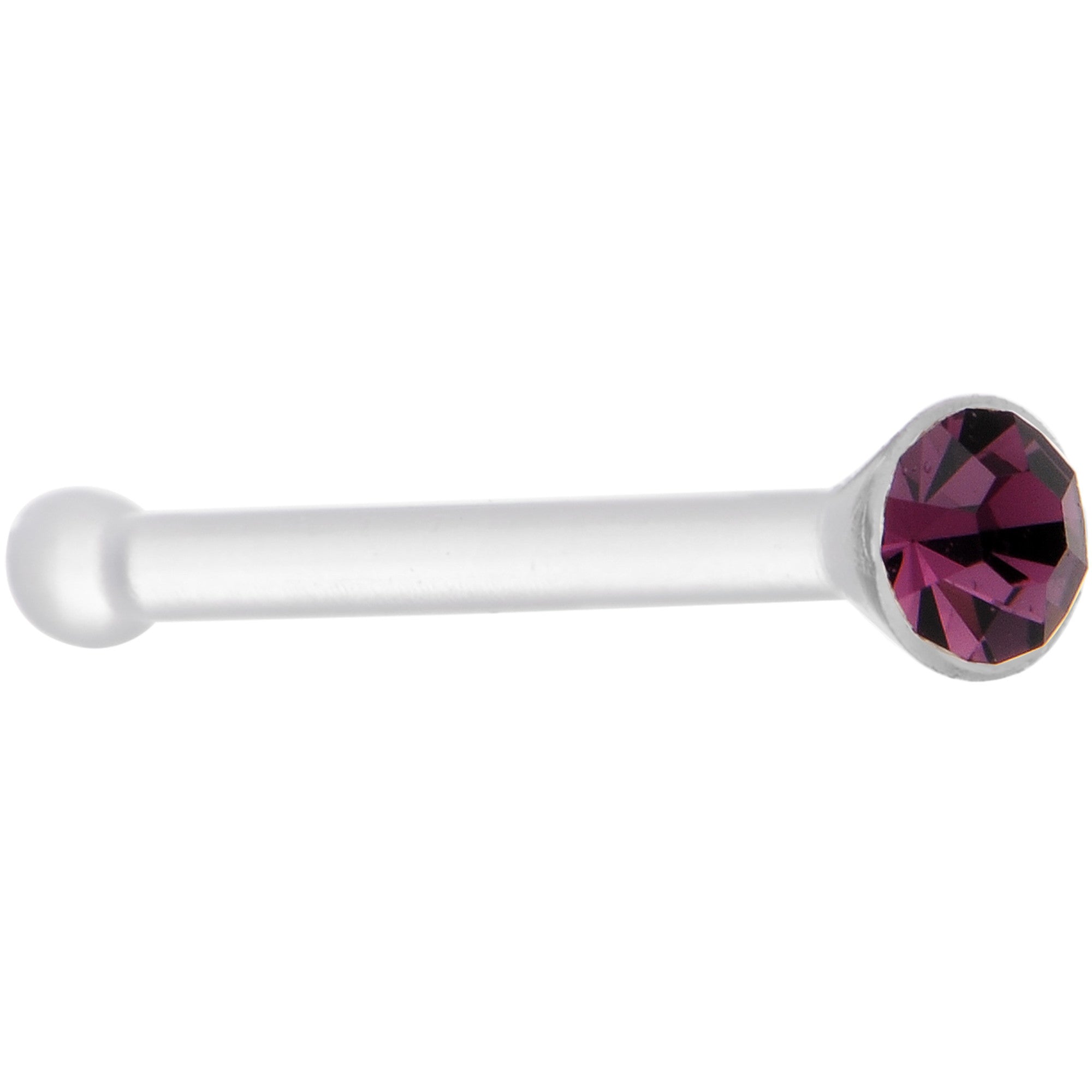 20 Gauge 1/4 Purple Gem Stud Acrylic Nose Bone