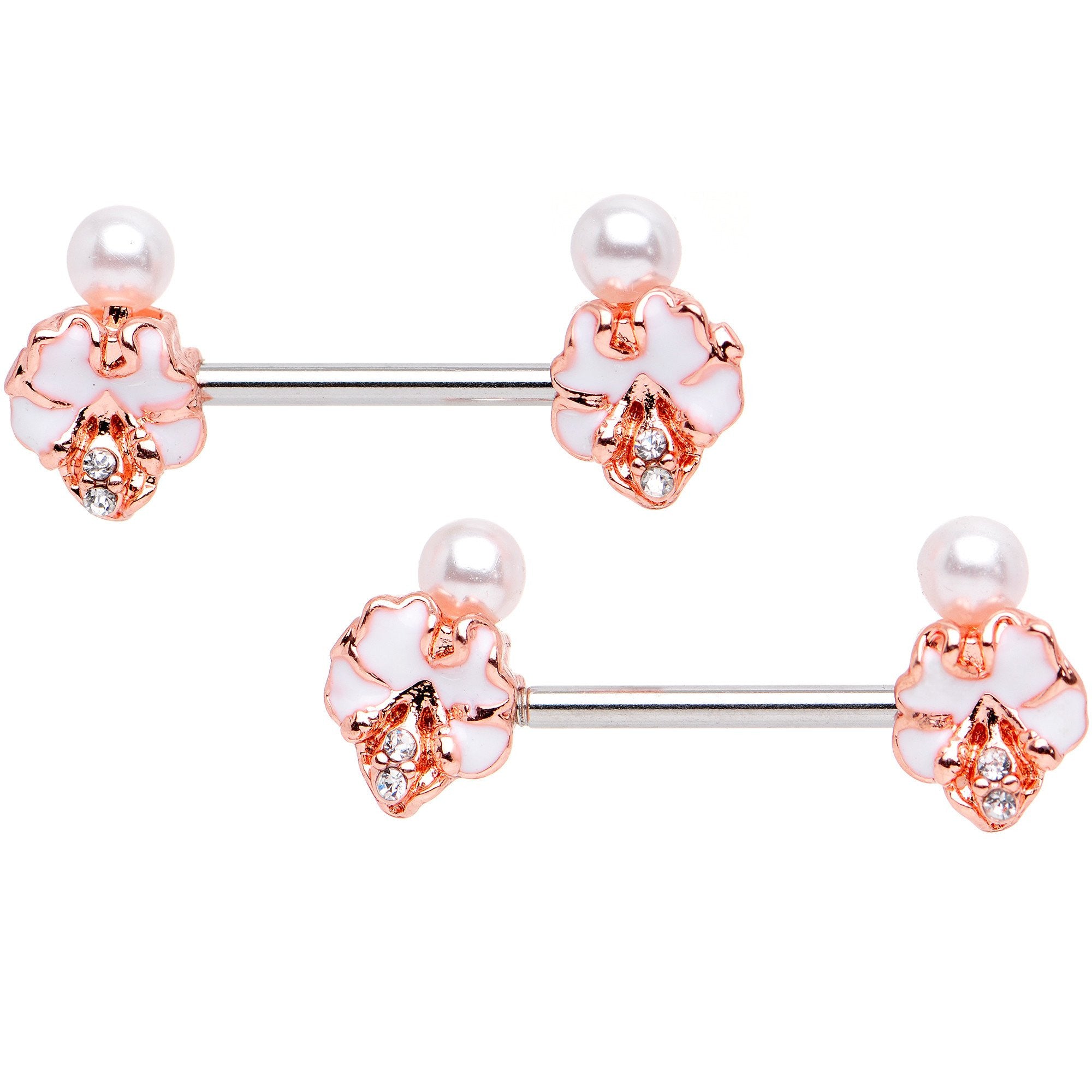 9/16 Clear Gem Fancy Bits Barbell Nipple Ring Set