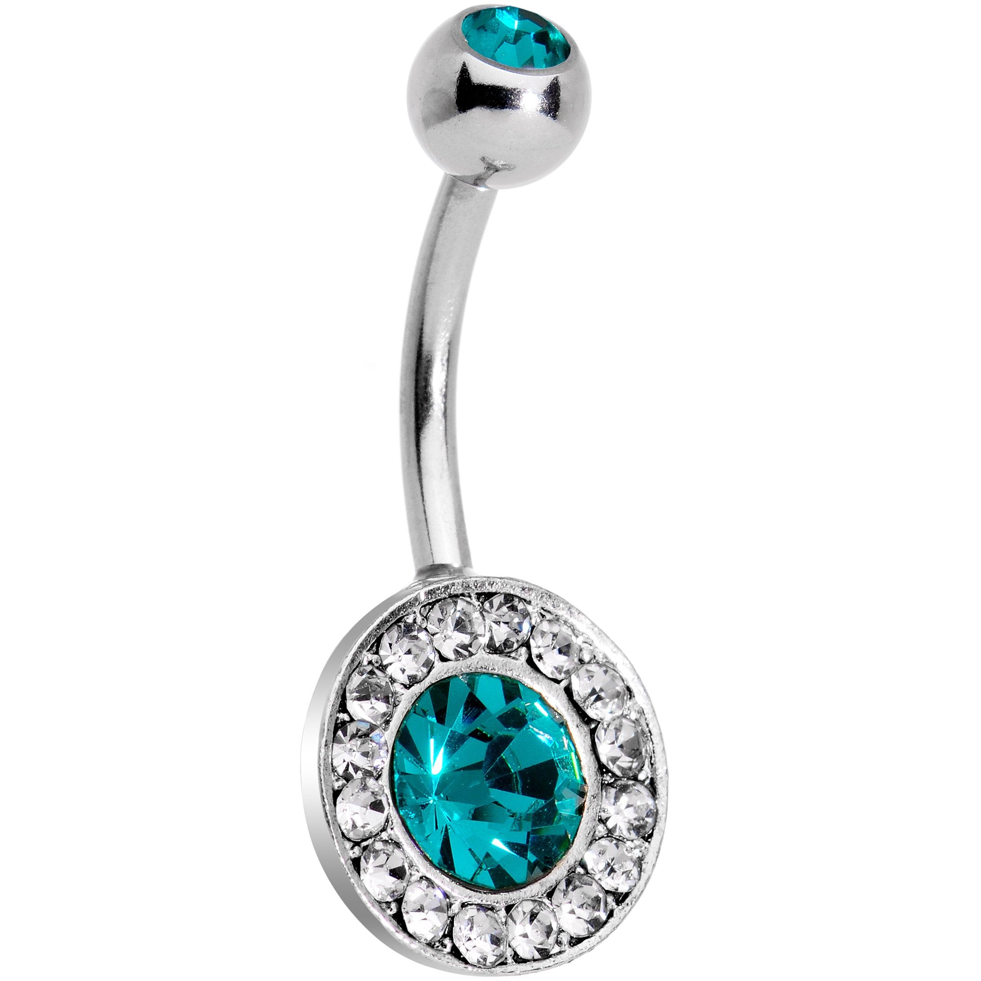 Aqua Gem Mirror Cameo Belly Ring