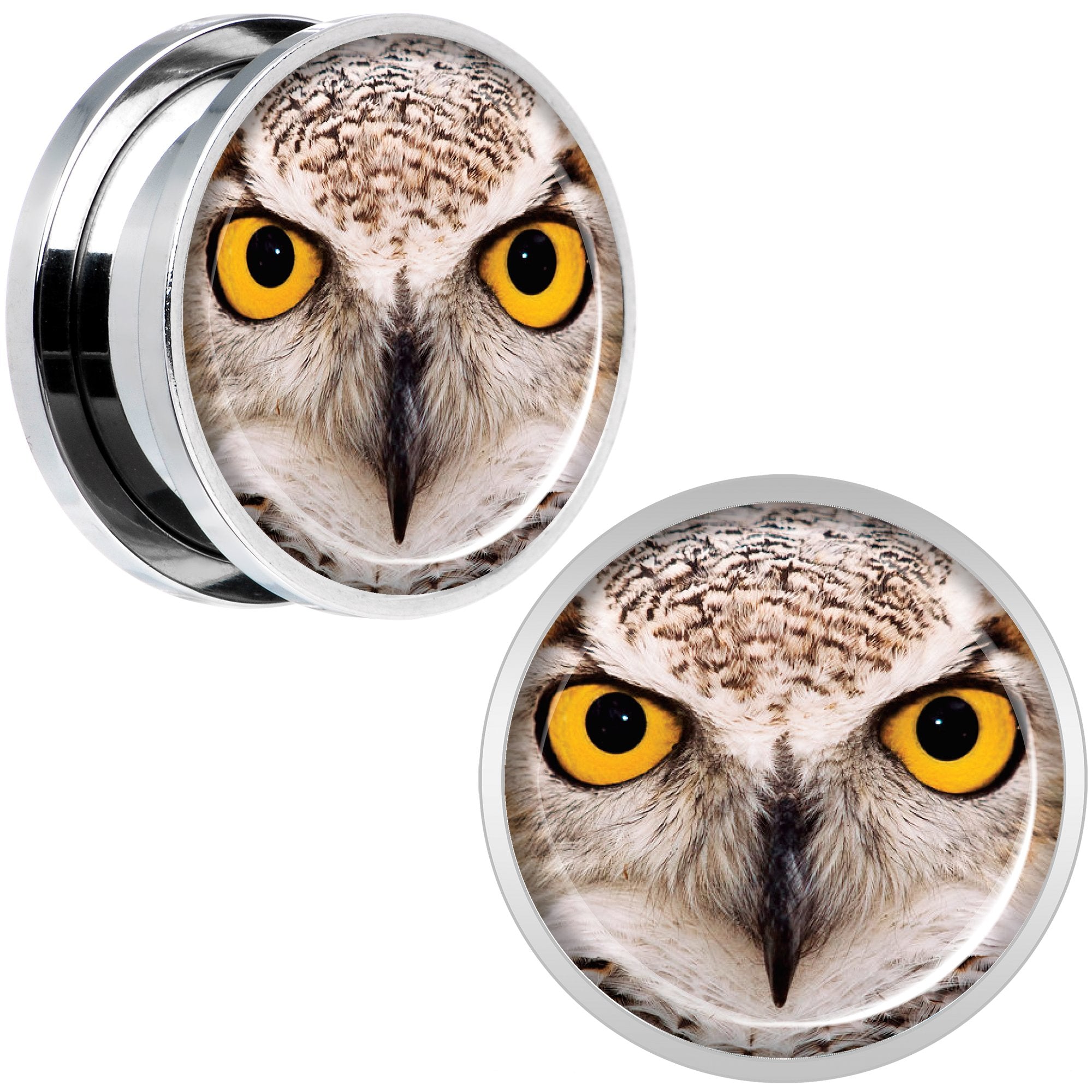 Full Color Owl Steel Screw Fit Plug Set 18mm