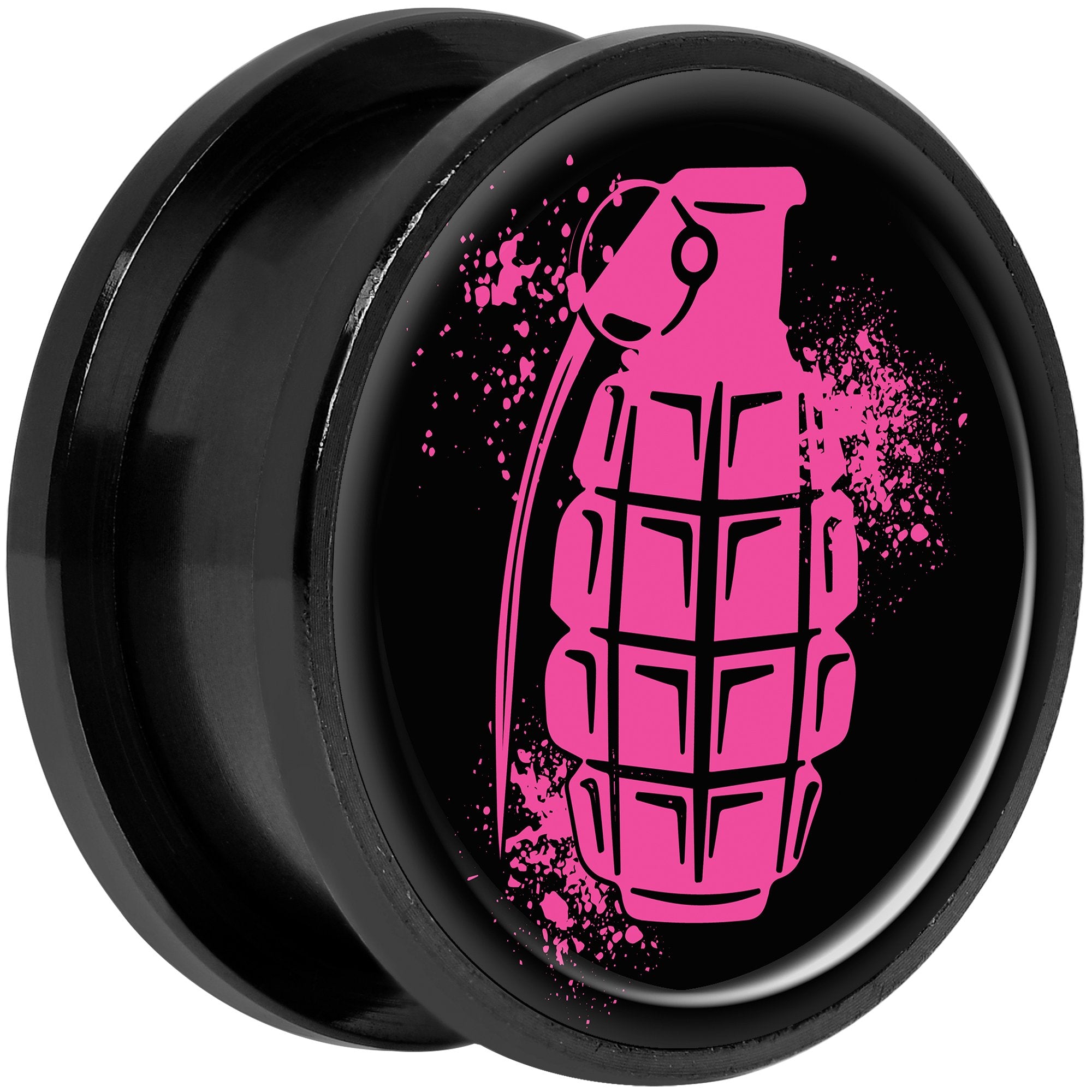 Pink Grenade Black Anodized Screw Fit Plug Set 20mm