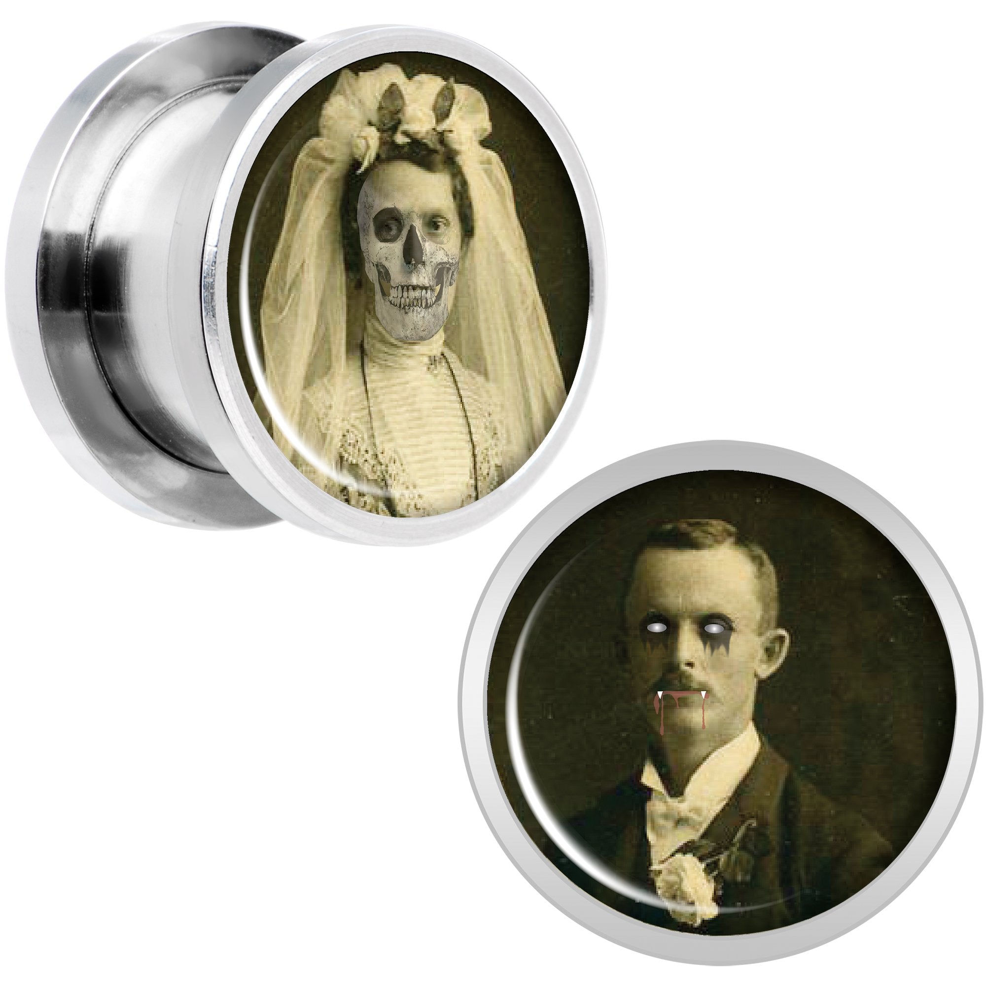 Undead Bride and Groom Halloween Plug Set 1/2