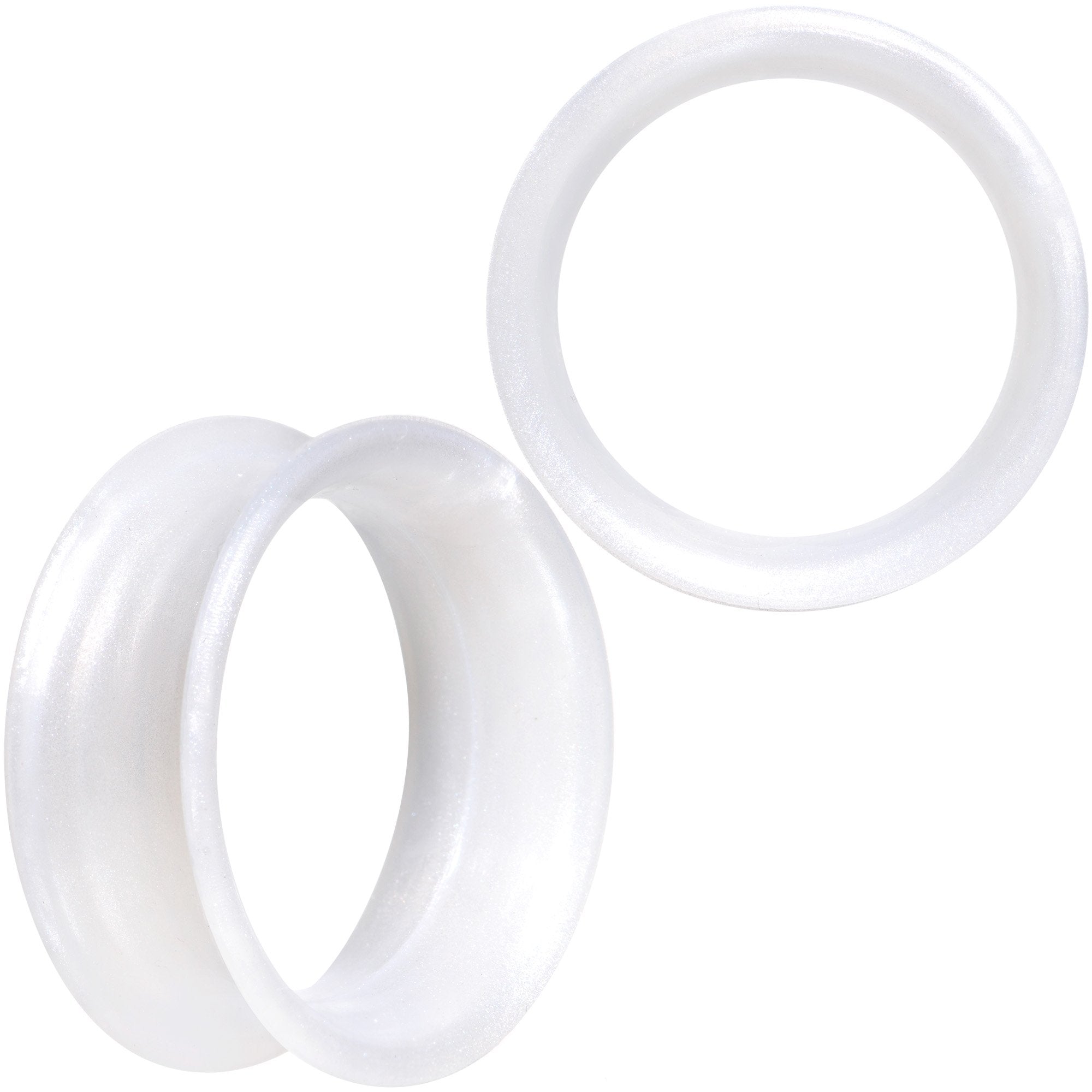 Thin Flexible White Silicone Tunnel Plug Set 6mm to 25mm