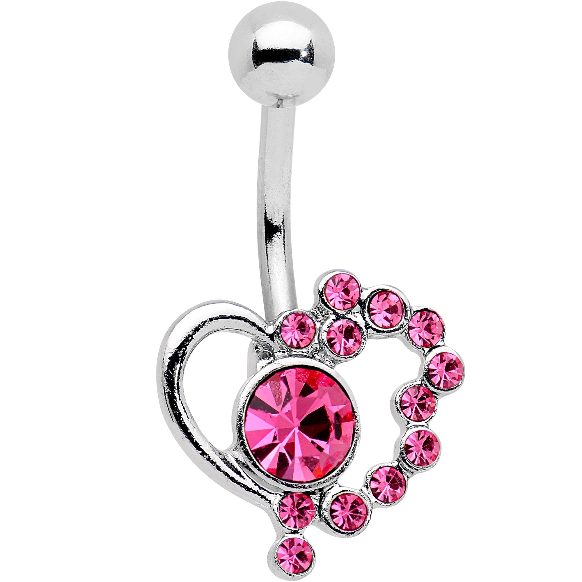 Pink Gem Funky Valentines Day Heart Belly Ring