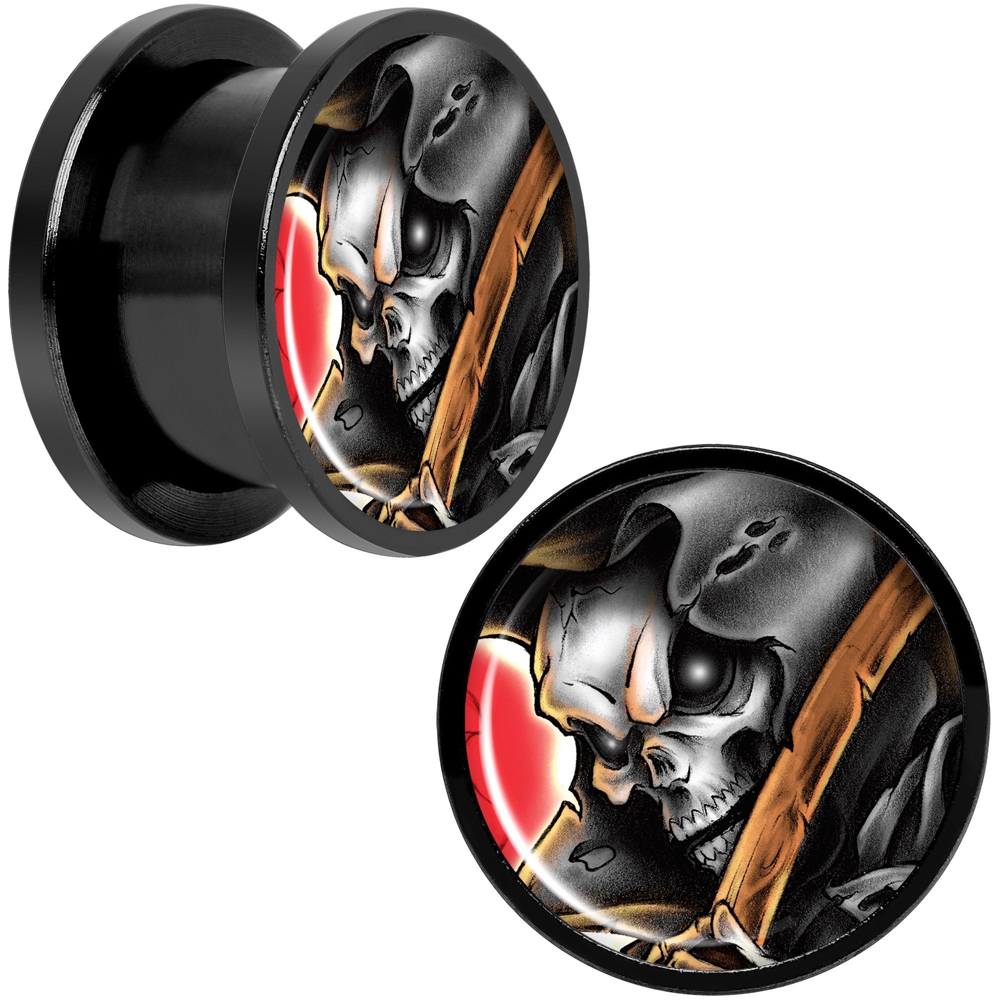 Wake the Dead Grim Reaper Halloween Black Anodized Plug Set 5mm to 16mm