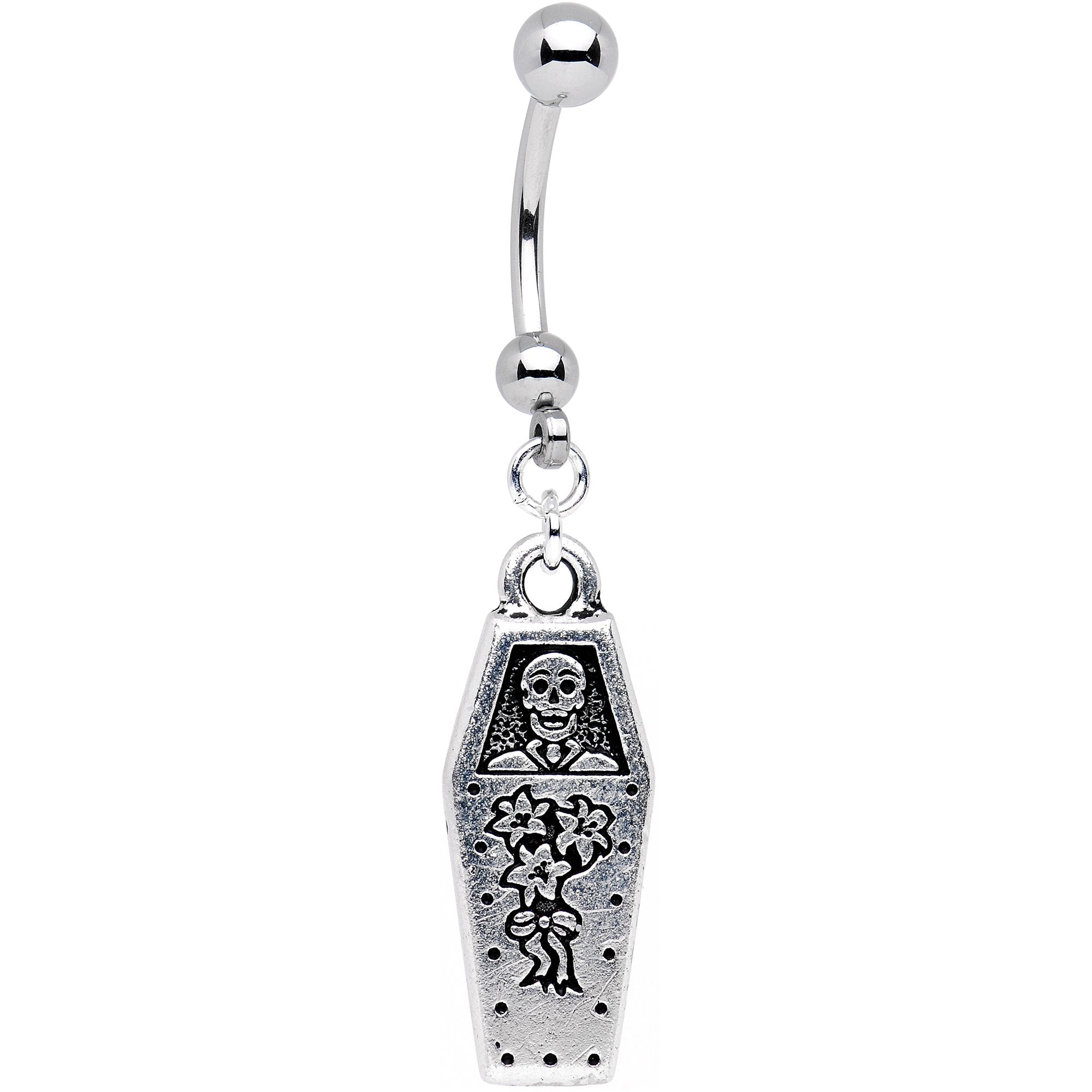 Handcrafted Day of the Dead Halloween Reversible Dangle Belly Ring