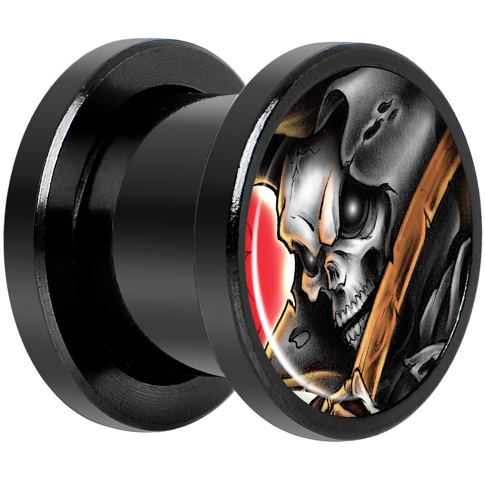 Wake the Dead Grim Reaper Halloween Black Anodized Plug Set 5mm to 16mm