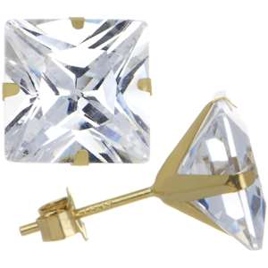 14kt Yellow Gold 1.25ct Cubic Zirconia Square Earrings