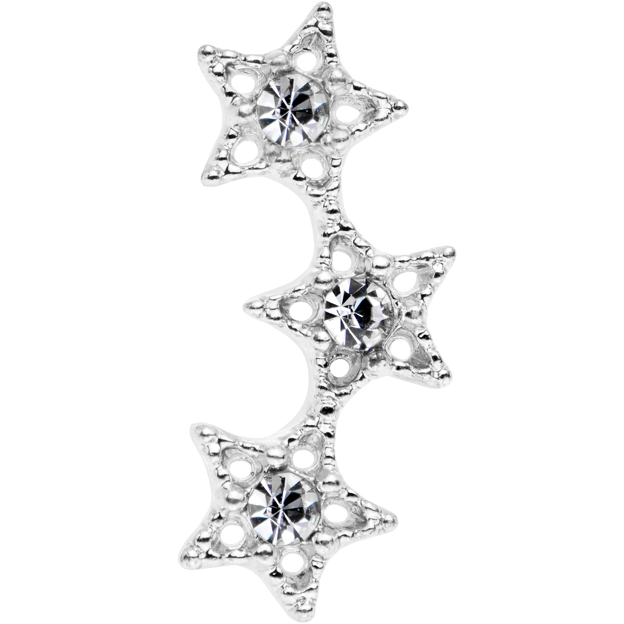 18 Gauge 1/4 Clear Gem Star Trio Cartilage Tragus Earring