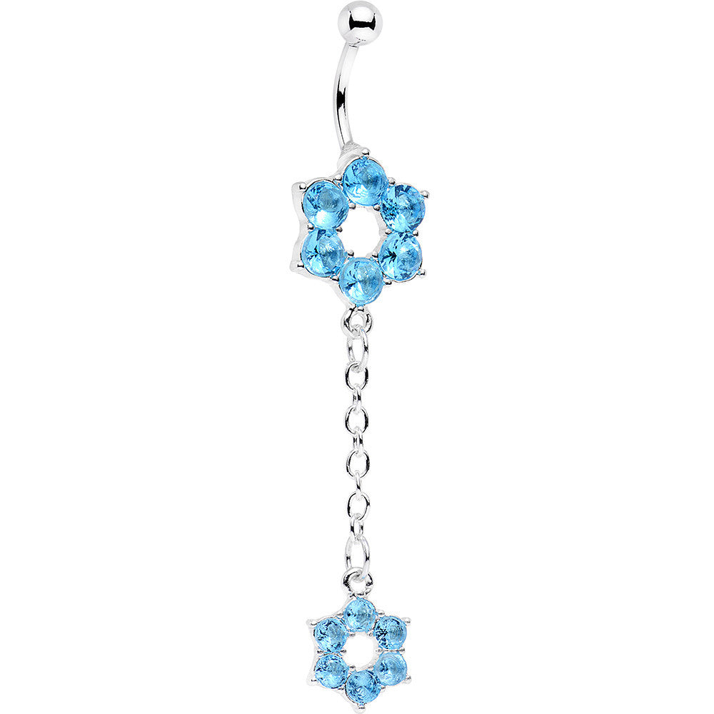 Aqua Gem Sway with the Wind Flower Dangle Belly Ring