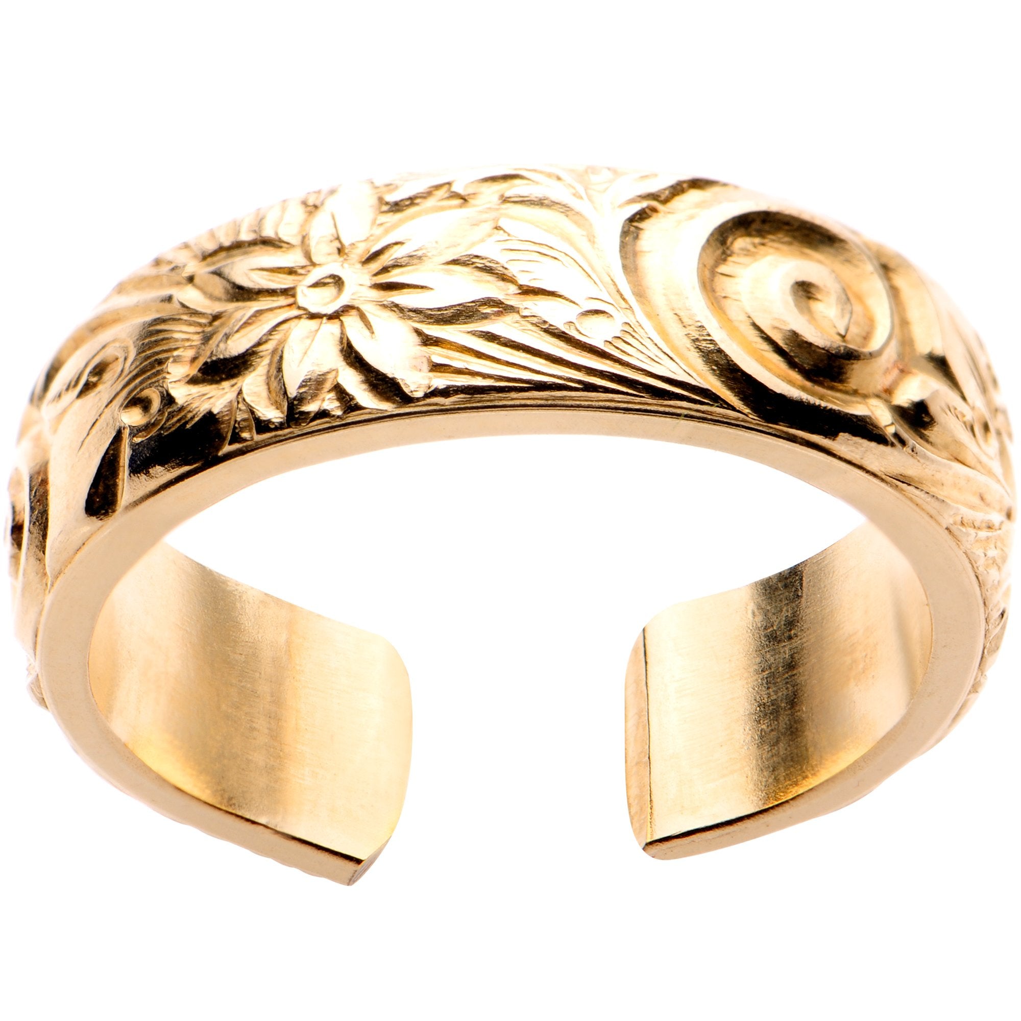 Handcrafted 14kt Yellow Gold Filled Swirl Flower Toe Ring