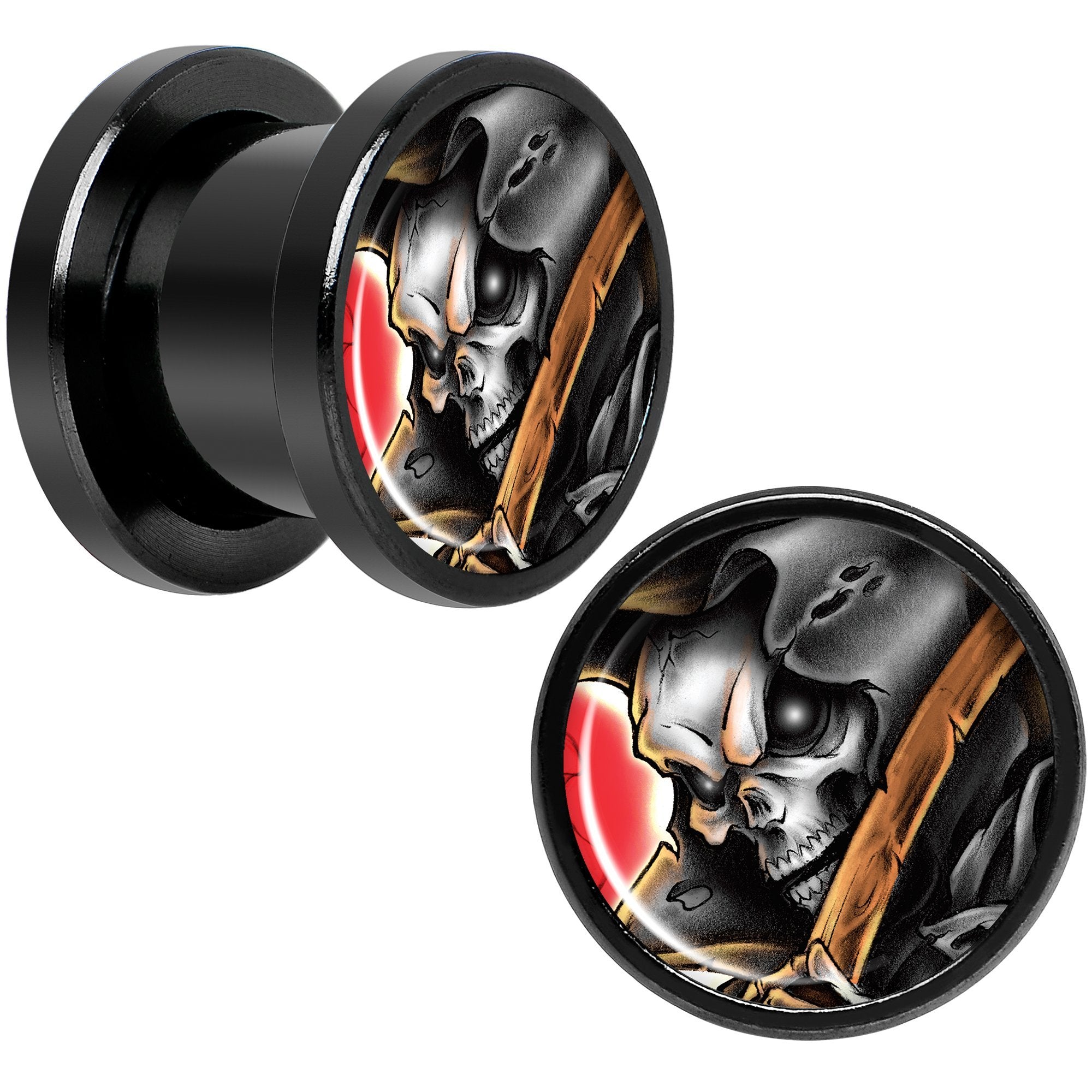 Wake the Dead Grim Reaper Halloween Black Anodized Plug Set 5mm to 16mm