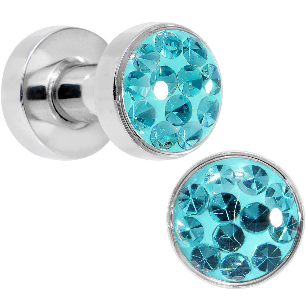 8 Gauge Zircon Blue Ferido Crystal Steel Screw Fit Plug Set