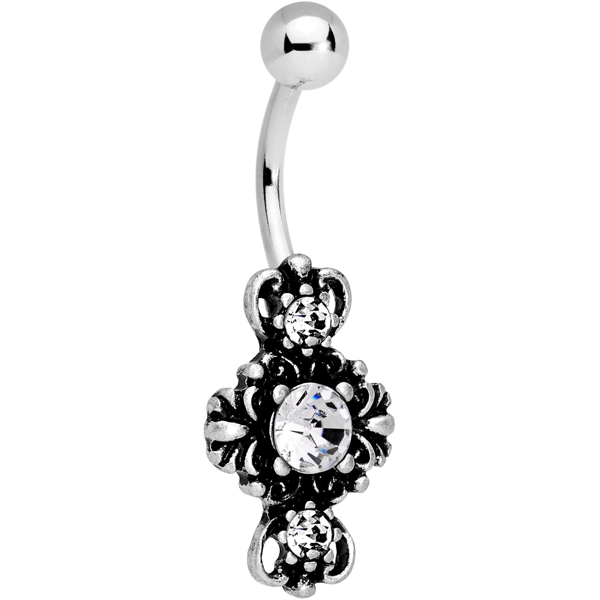 Clear Gem Victorian Frame Belly Ring