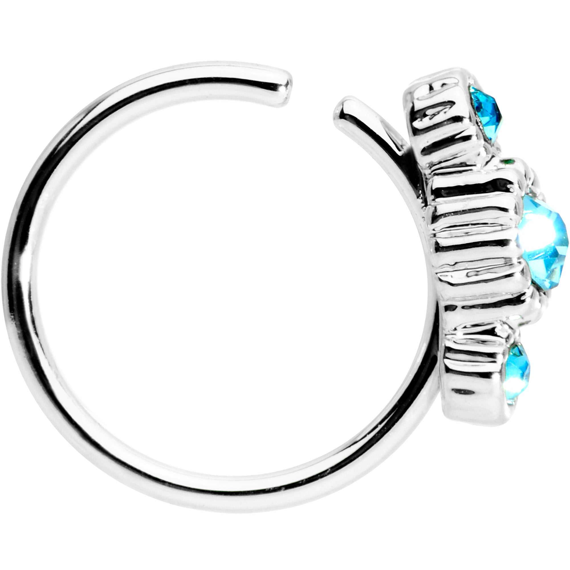 5/16 Aqua CZ Gem Fashion Fusion Seamless Circular Ring