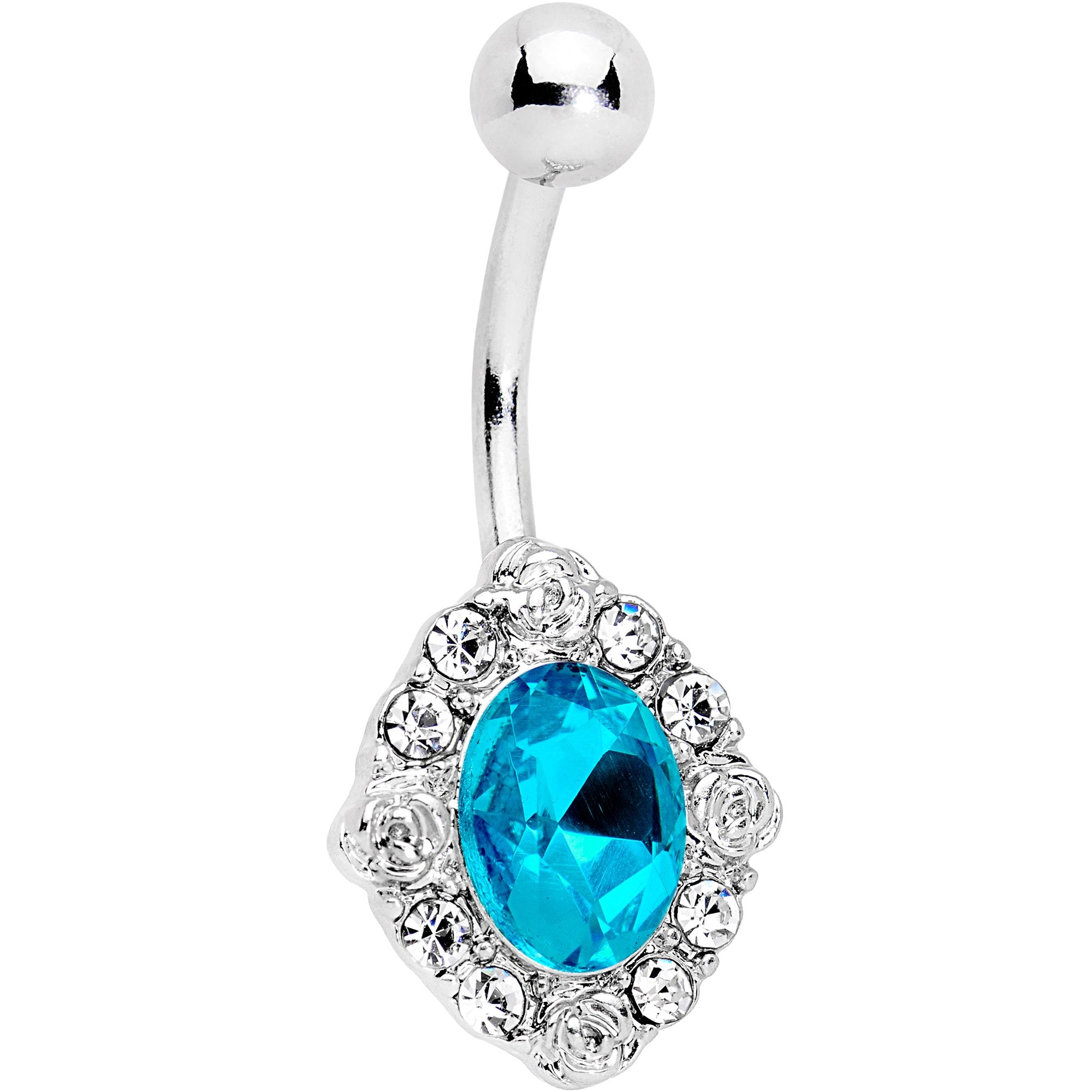 Blue Gem Long Look in the Mirror Belly Ring