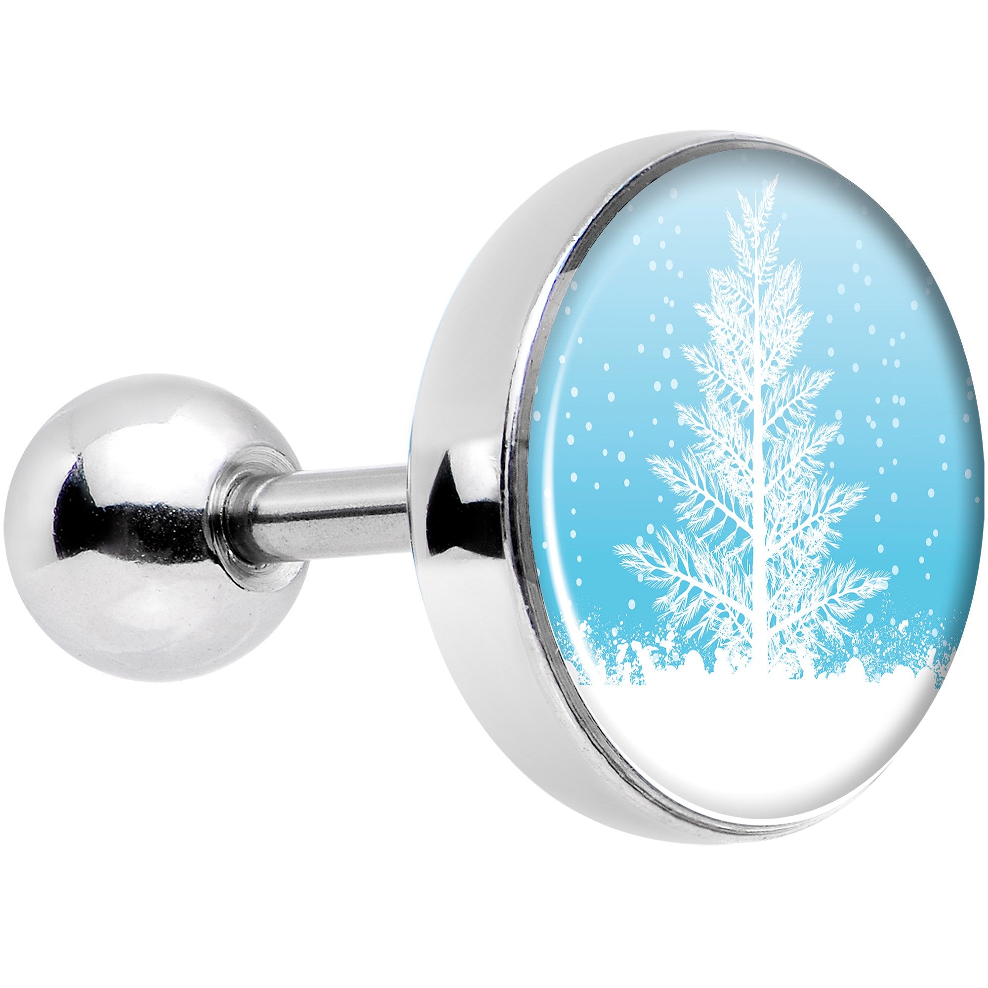 16 Gauge 1/4 Winter Snow Covered Tree Tragus Cartilage Earring