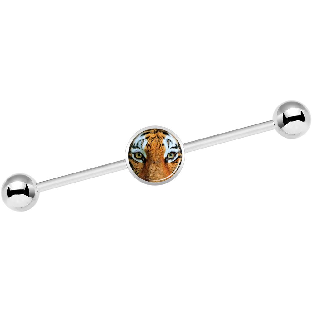 14 Gauge Full Color Tiger Eyes Industrial Barbell 37mm