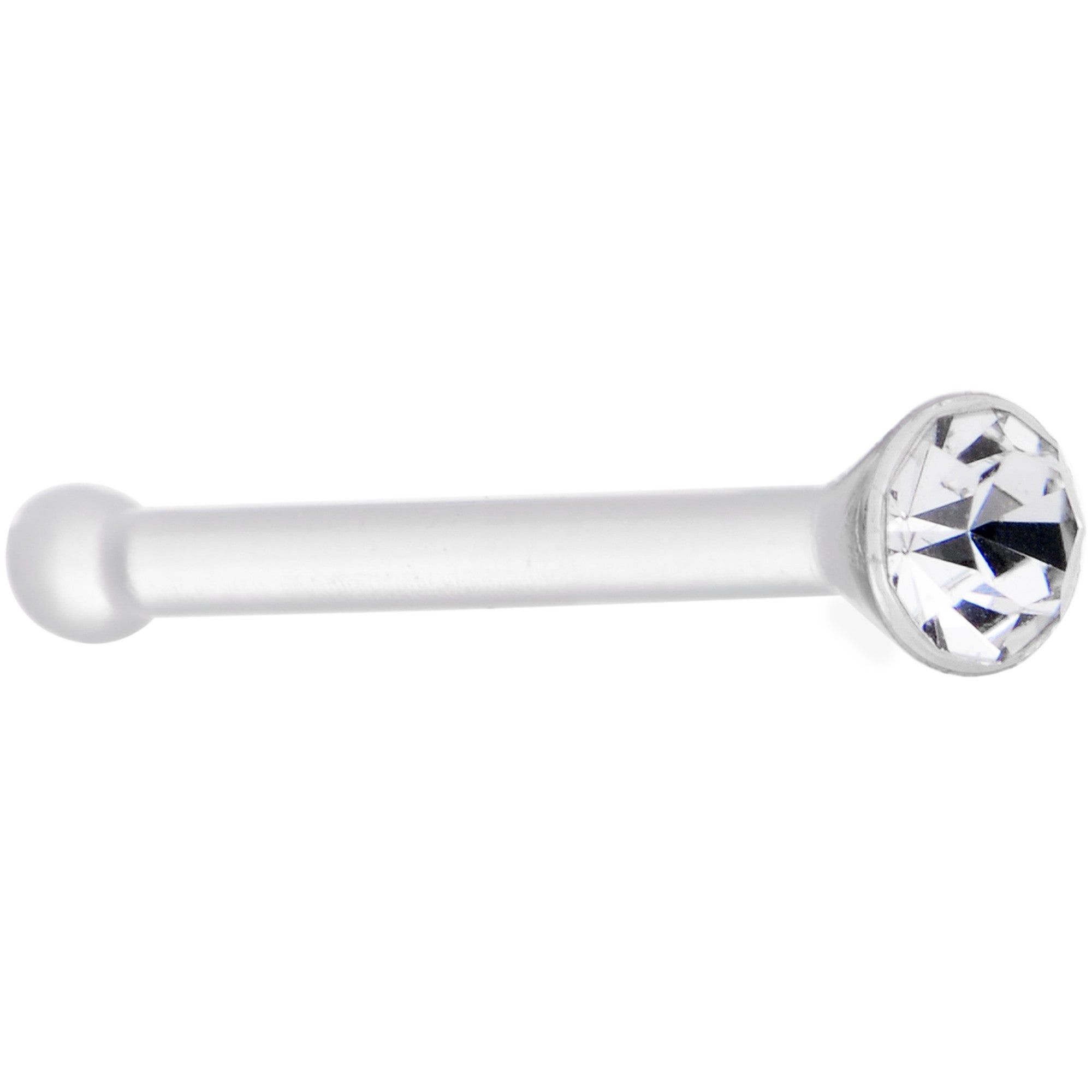 20 Gauge 1/4 Clear Gem Stud Acrylic Nose Bone