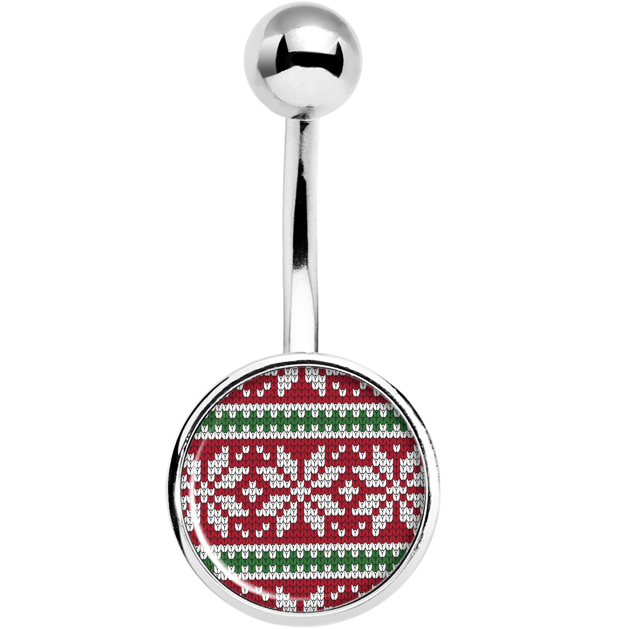 Red Green Christmas Sweater Belly Ring