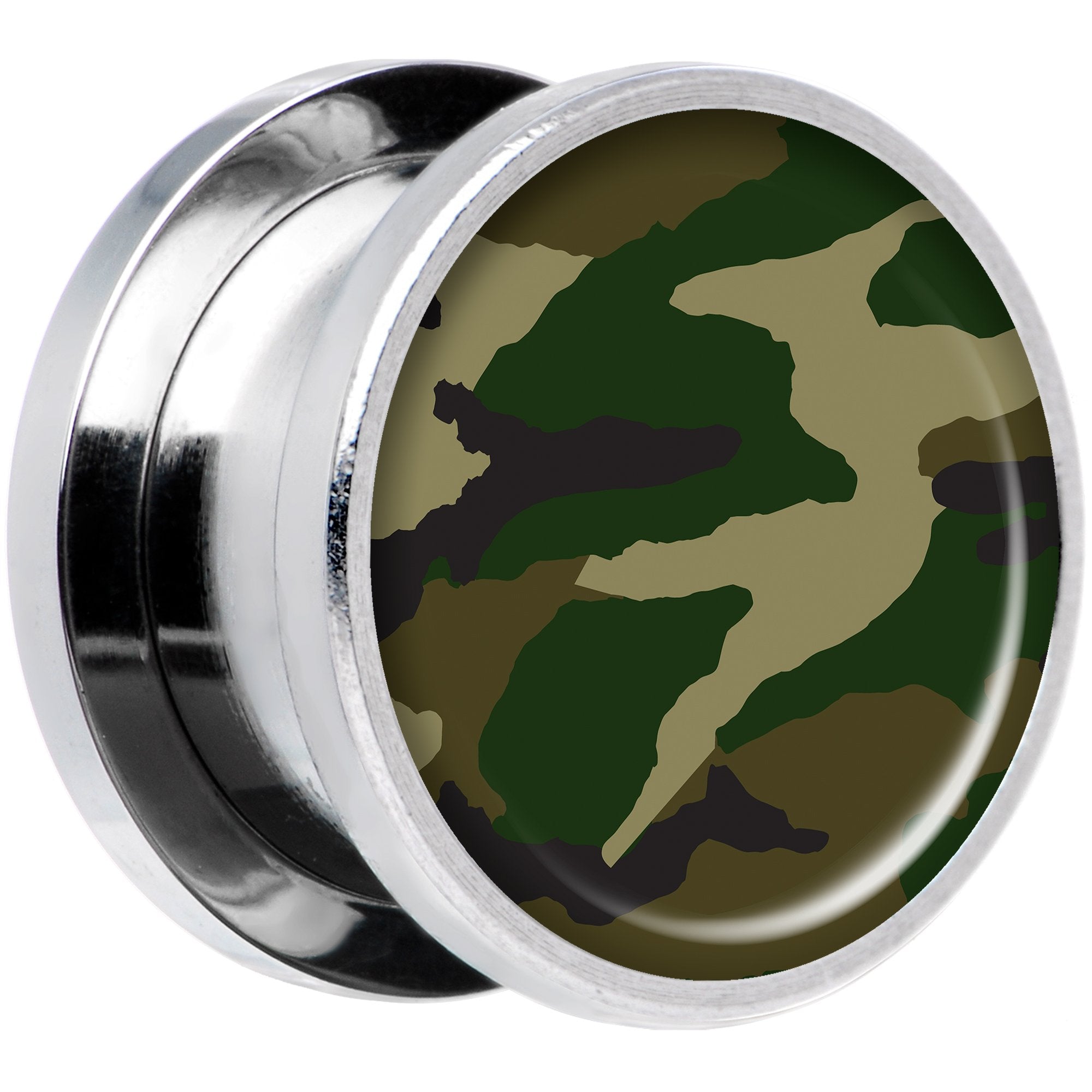 Woodland Camo Print Steel Screw Fit Plug Set 9/16