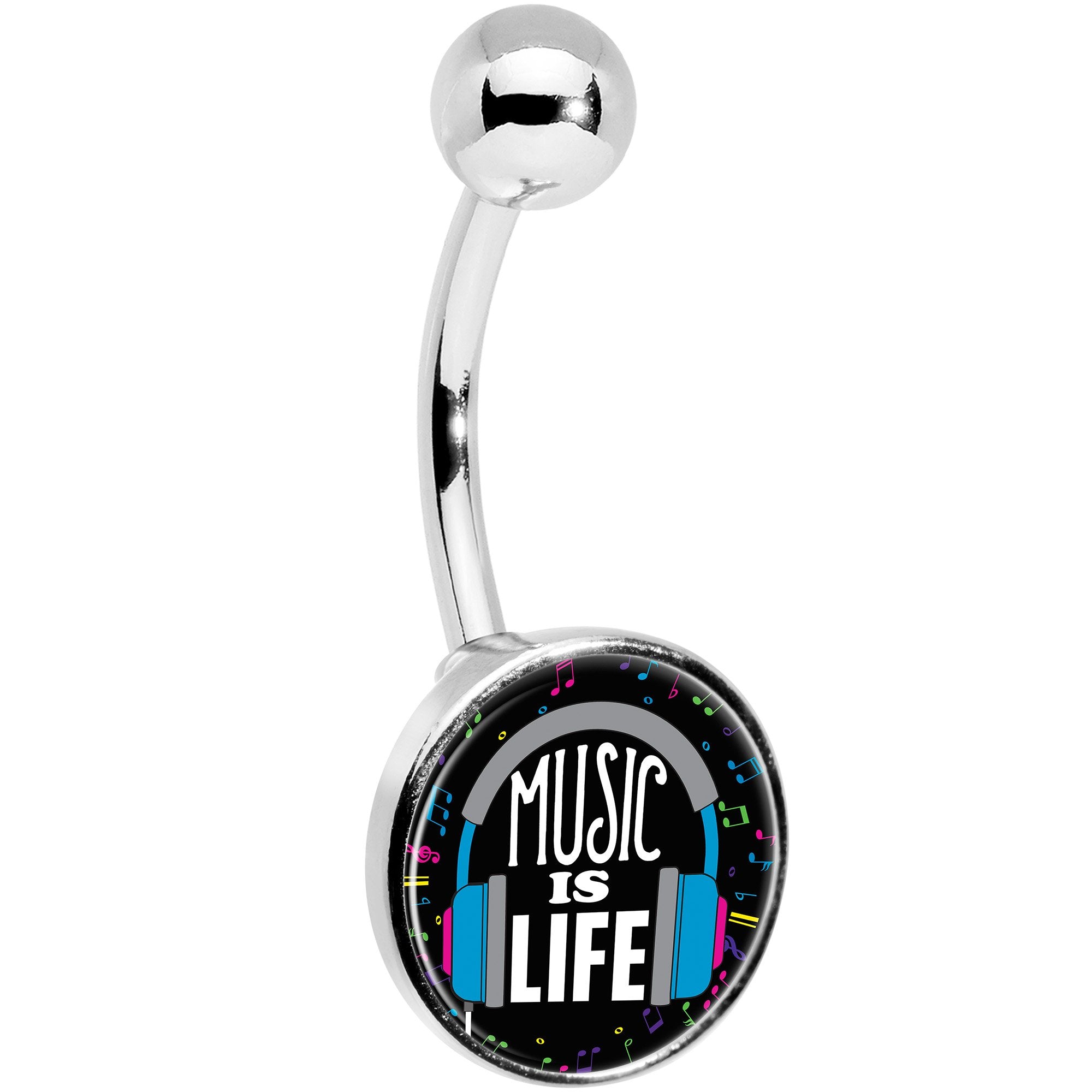 Music is Life Headphones Belly Ring