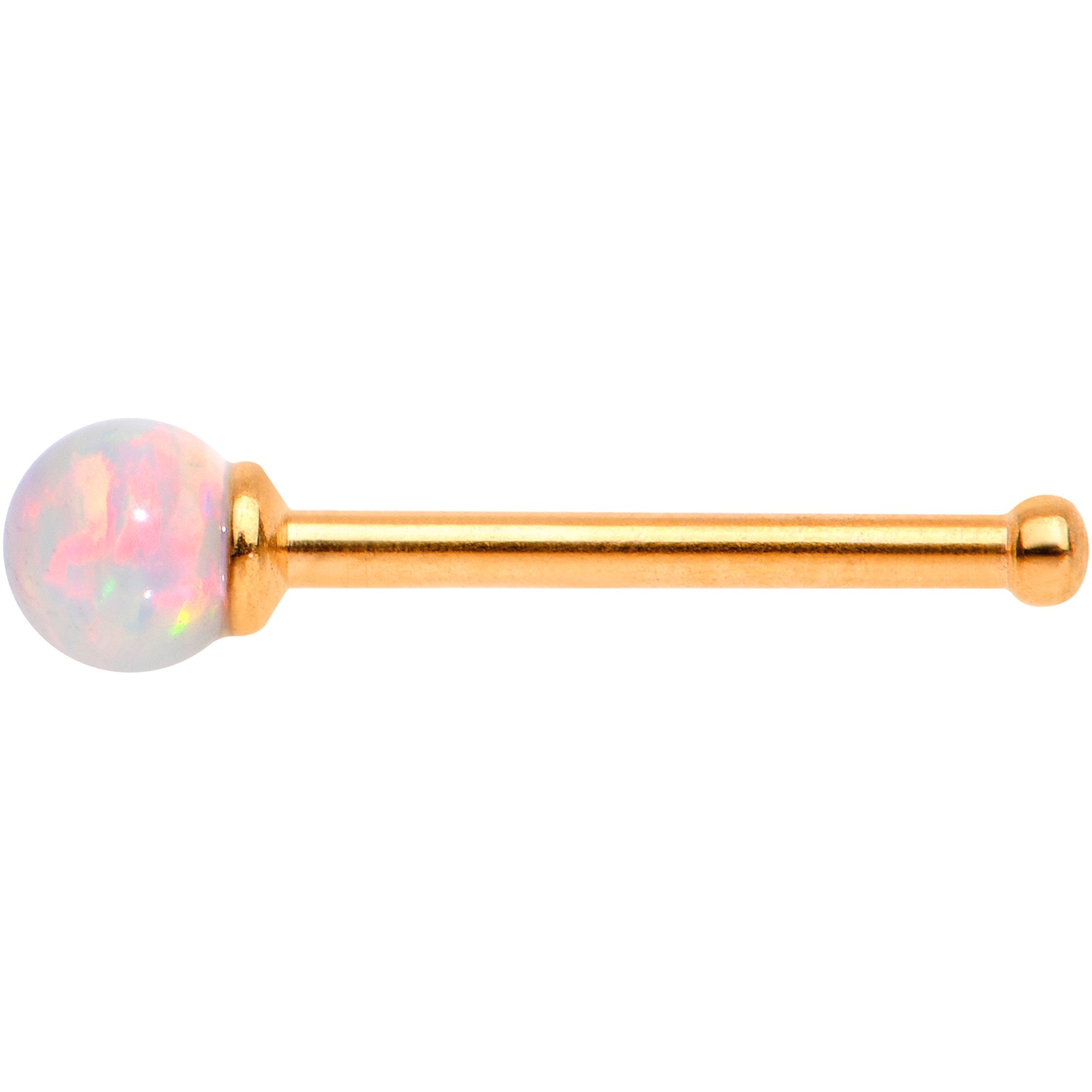 White 2.5mm Synthetic Opal Ball Rose Gold Tone Nose Bone