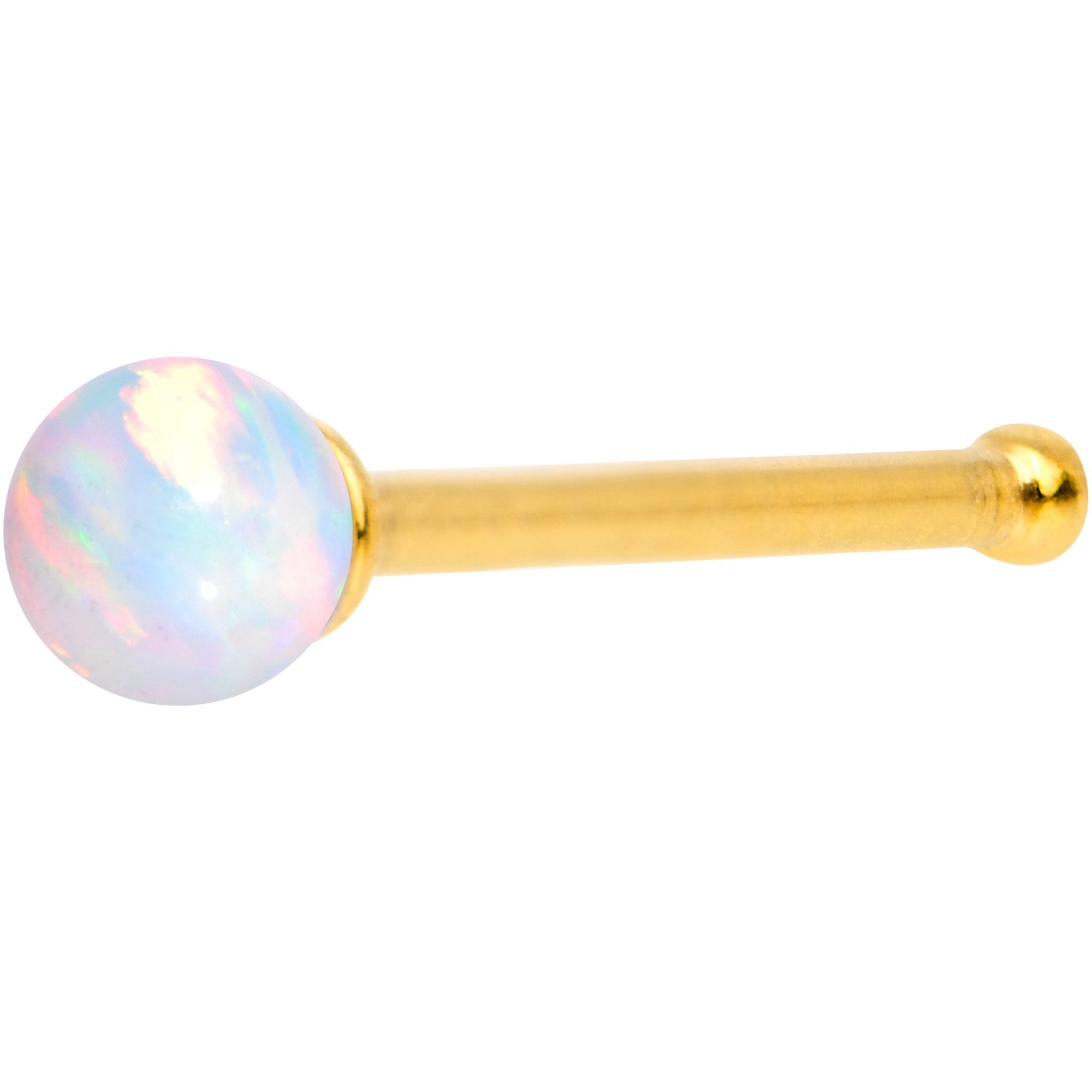 White 2.5mm Synthetic Opal Ball Gold Tone Nose Bone