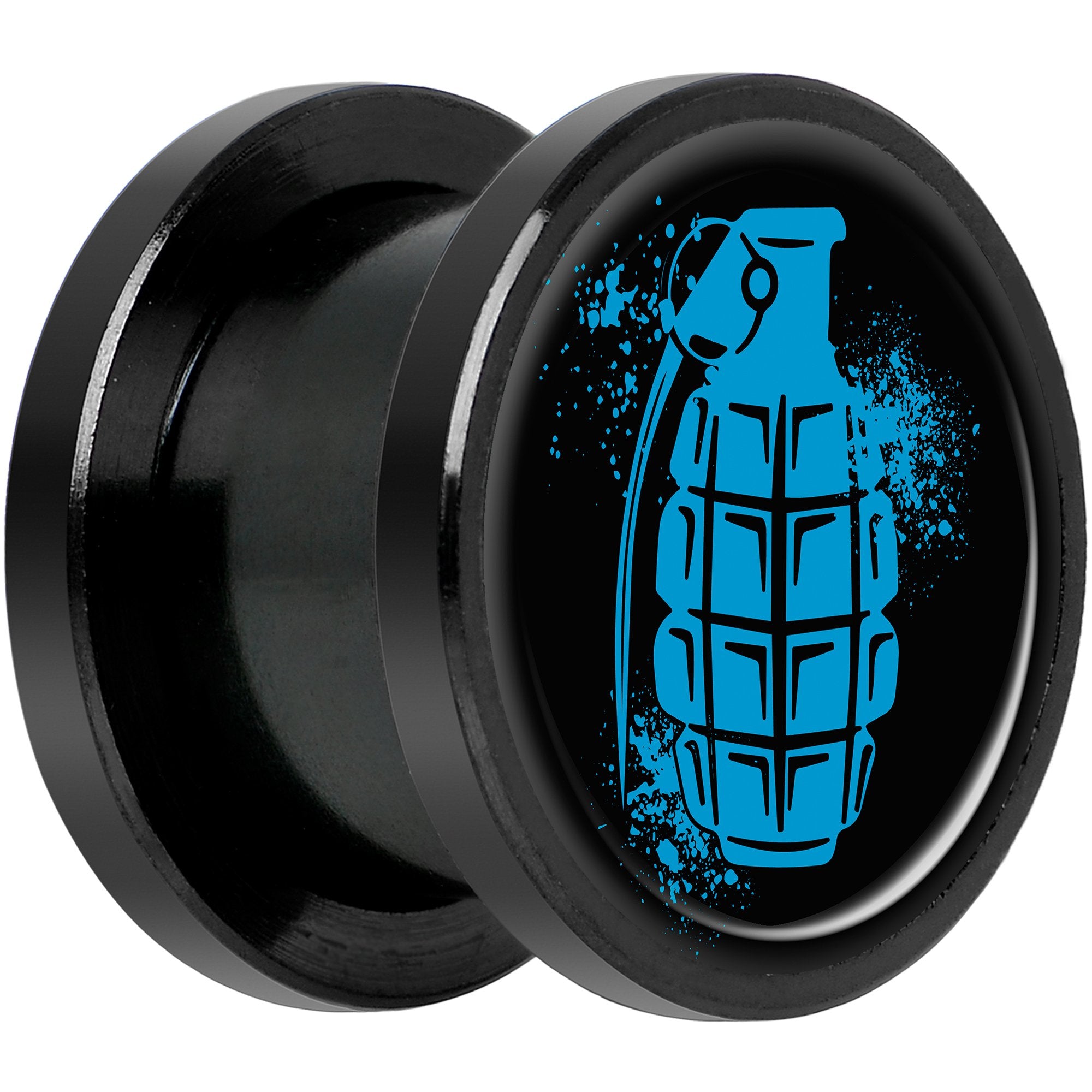 Blue Grenade Black Anodized Screw Fit Plug Set 1/2