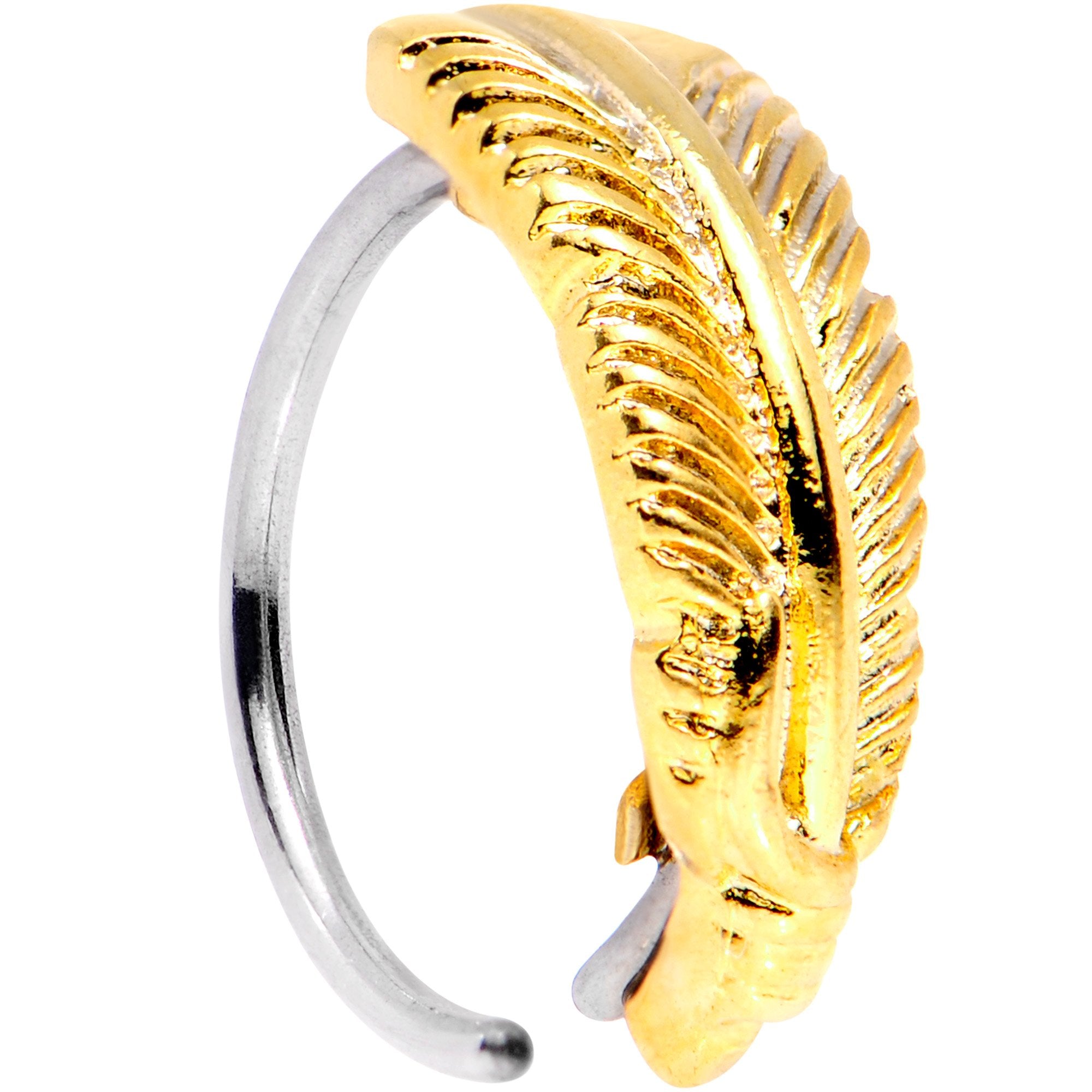 20 Gauge 5/16 Gold Tone Feather Seamless Circular Ring