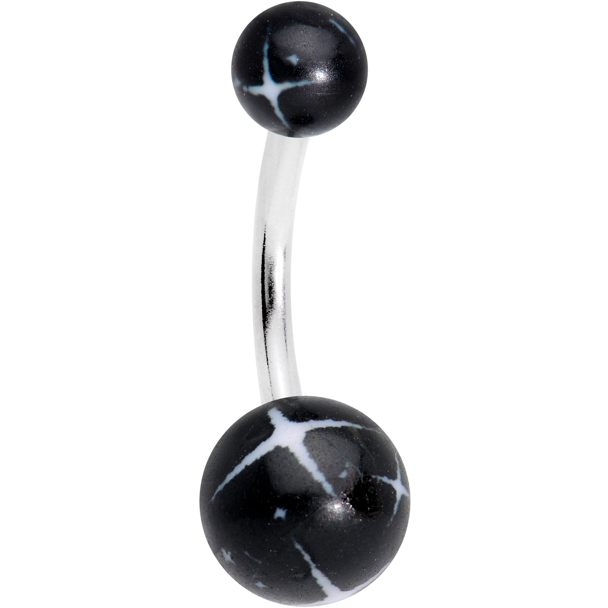 White on Black Starburst Finish Belly Ring